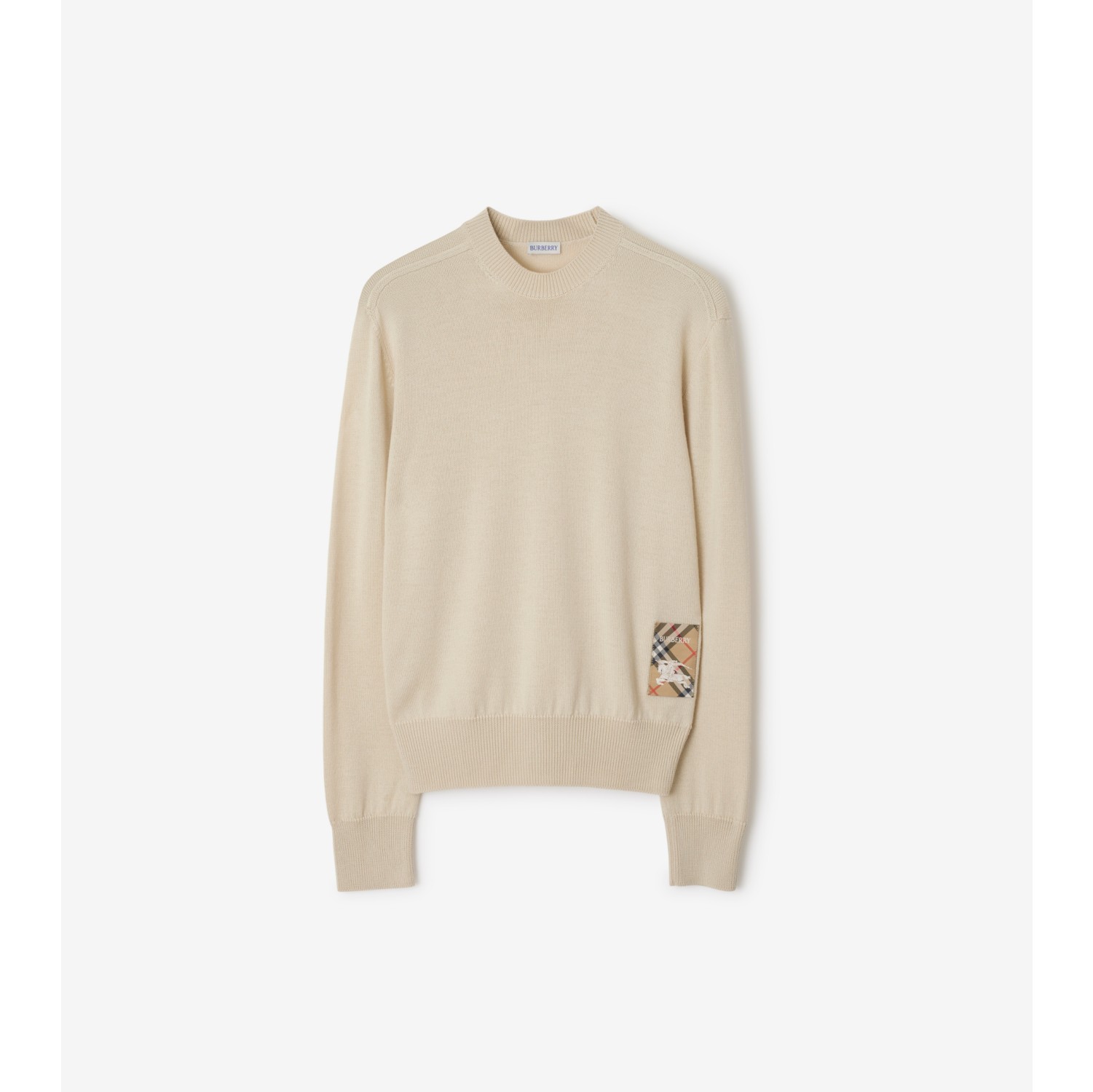 Check Label Wool Sweater in Nutmeg Men Burberry Official