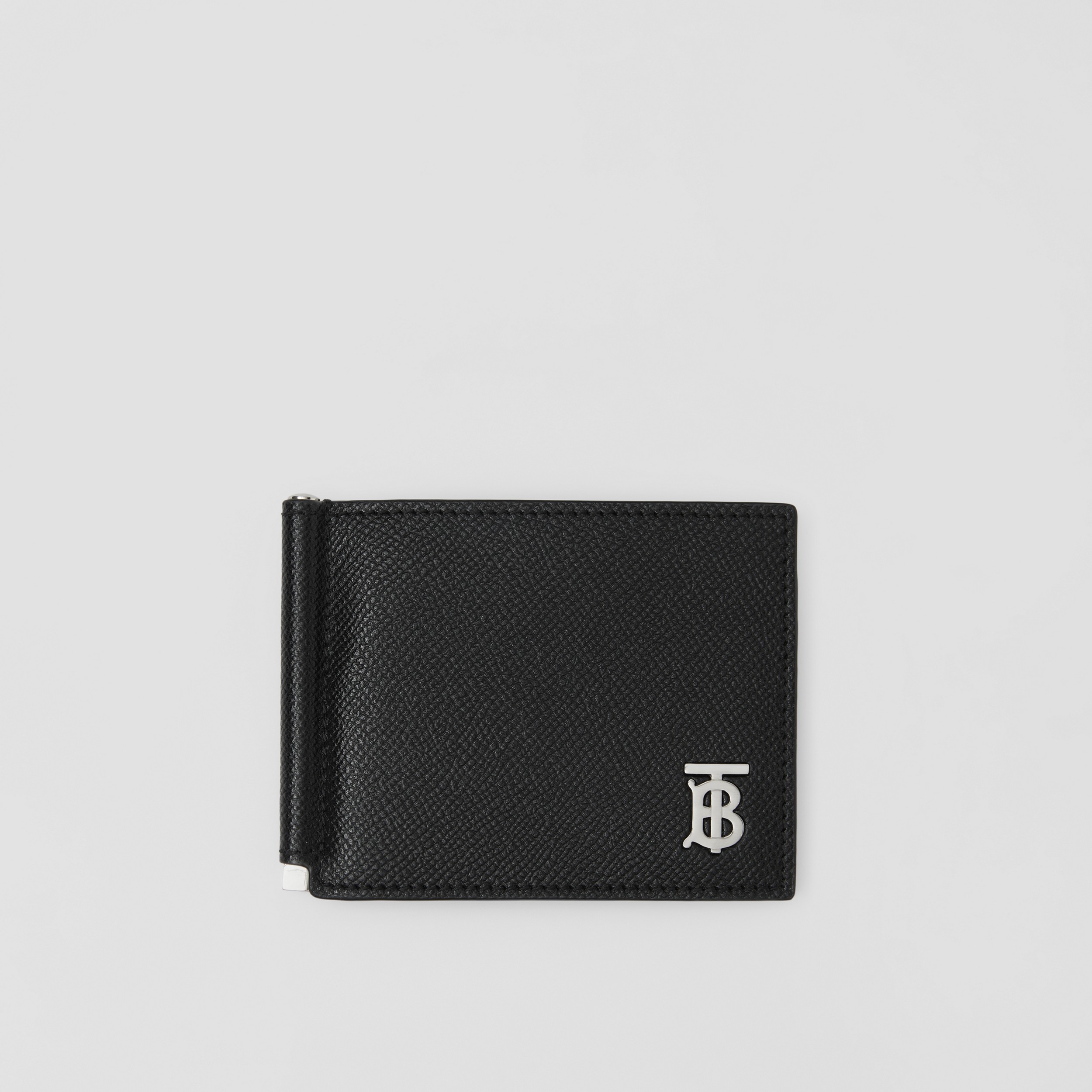Grainy Leather TB Money Clip Wallet in Black - Men | Burberry® Official - 1