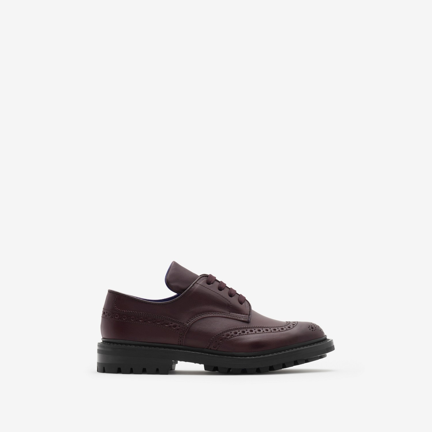 Leather Devon Brogues in Aubergine - Men | Burberry® Official