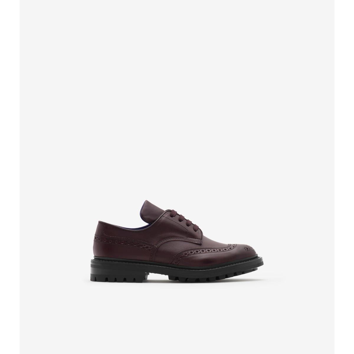 Burberry Tricker's Leather Devon Brogues In Aubergine