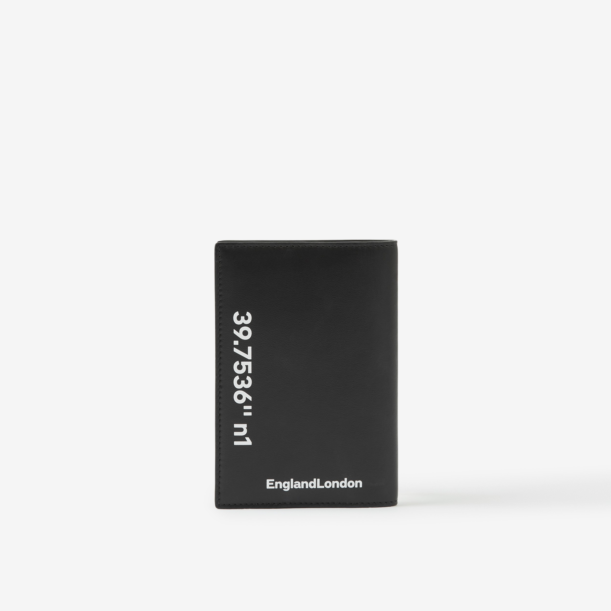 Coordinates Print Leather Passport Holder in Black - Men | Burberry® Official - 3