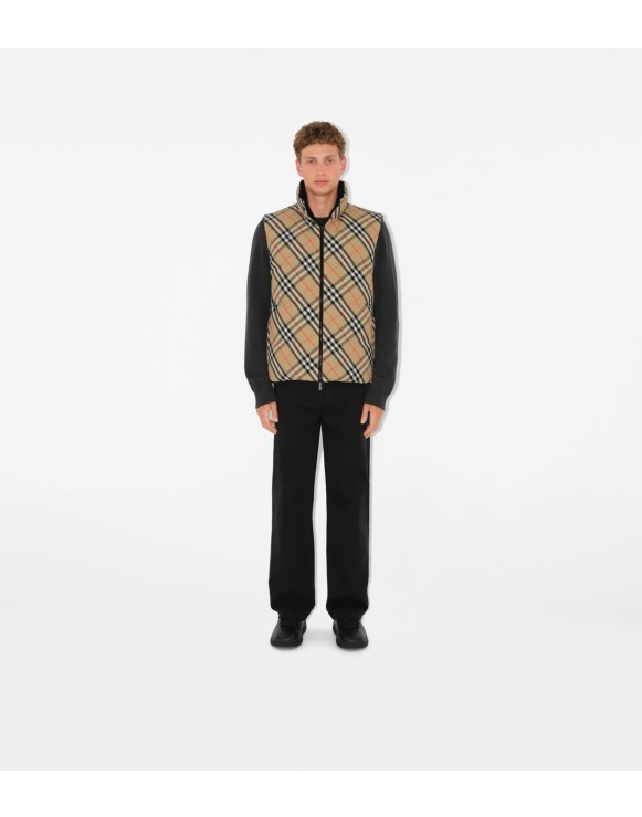 Reversible Check Nylon Padded Gilet