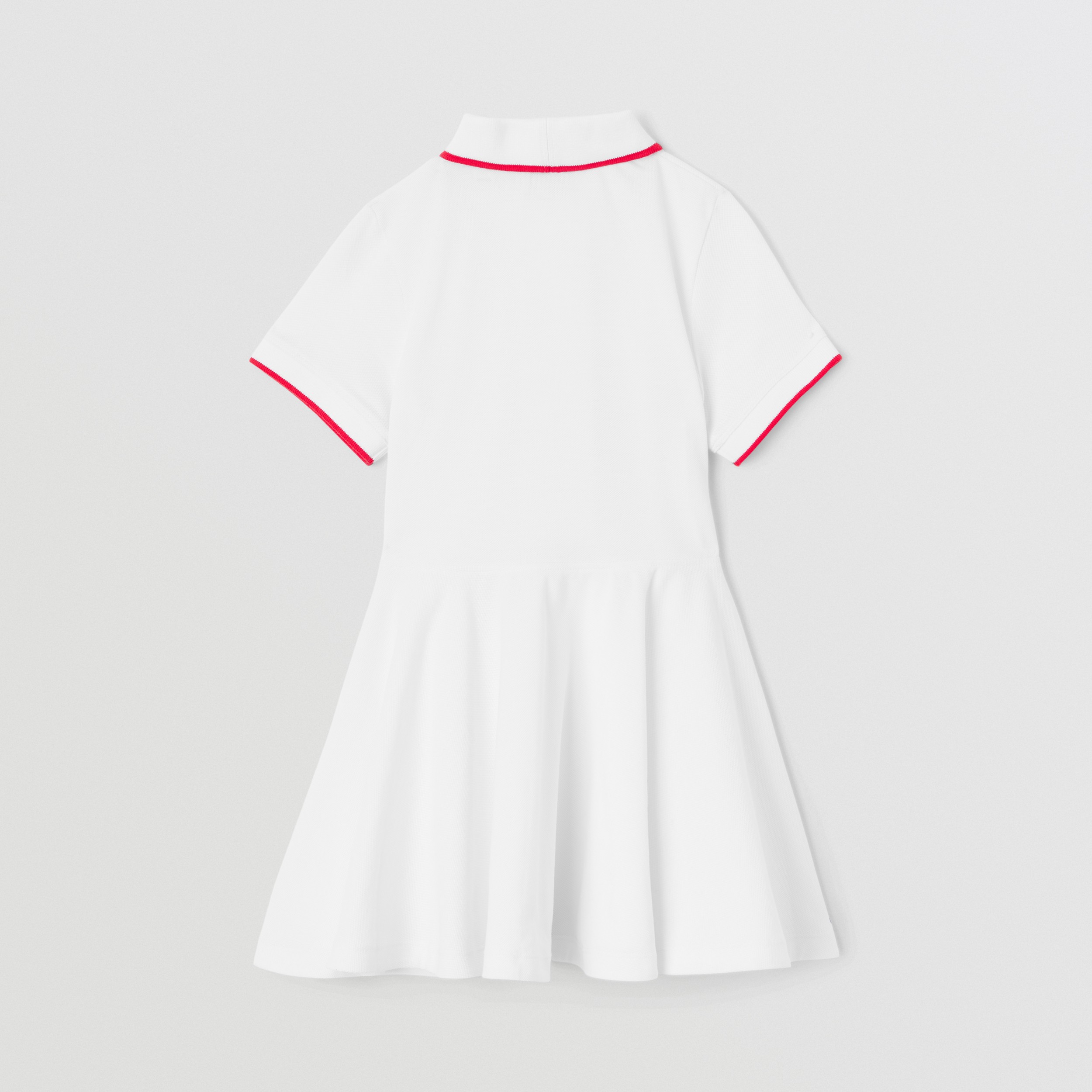 Icon Stripe Trim Cotton Piqué Polo Shirt Dress in White | Burberry® Official - 4