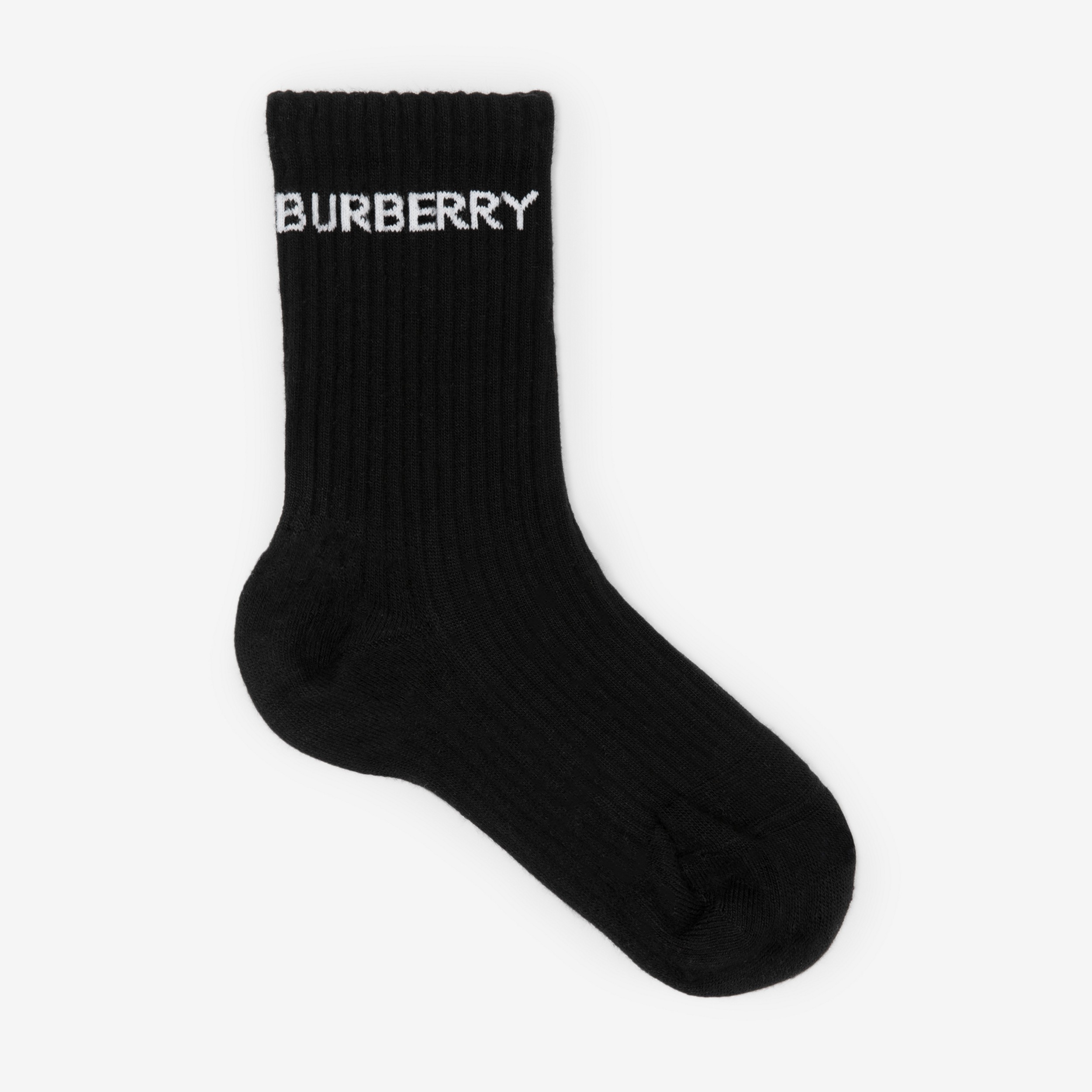 Logo Intarsia Technical Stretch Cotton Socks in Black | Burberry® Official - 1