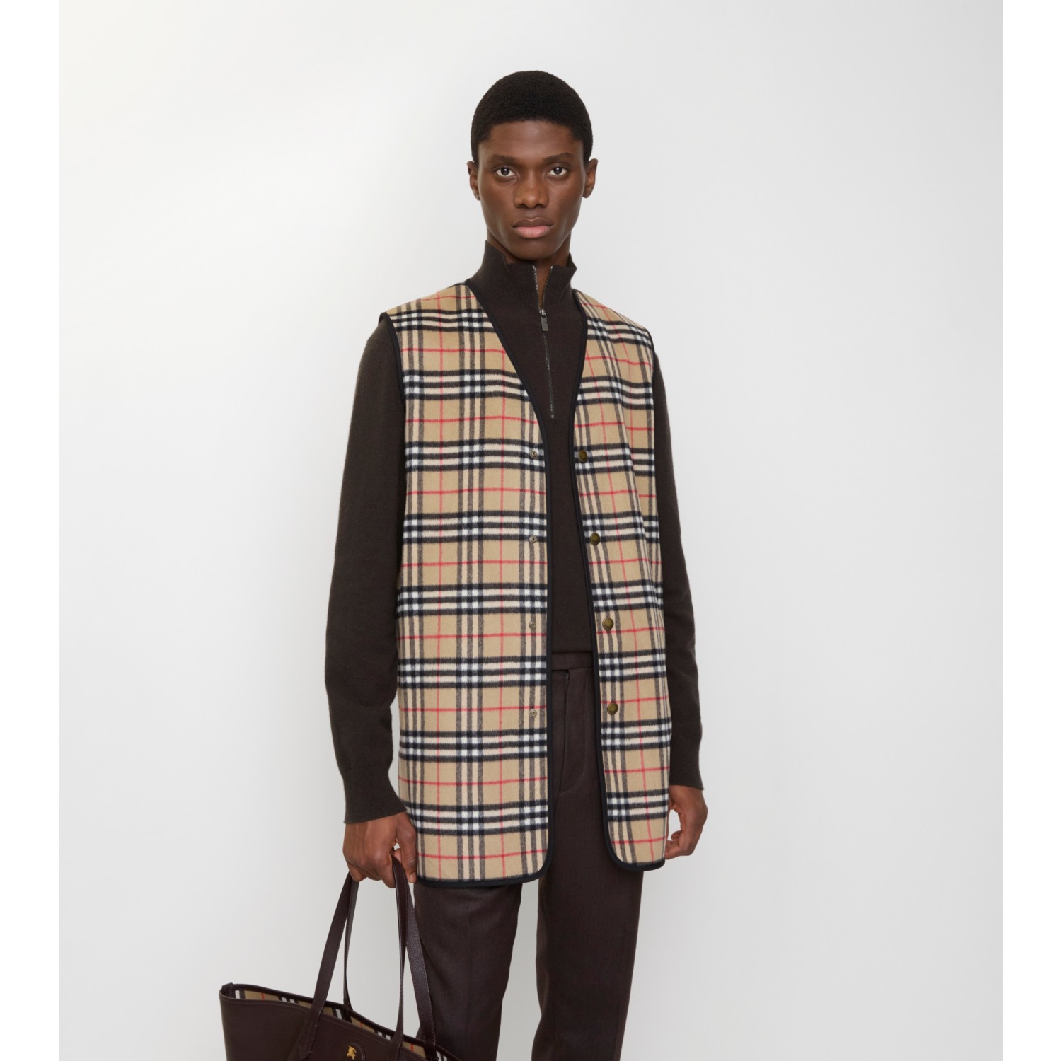 Check Wool Cashmere Warmer
