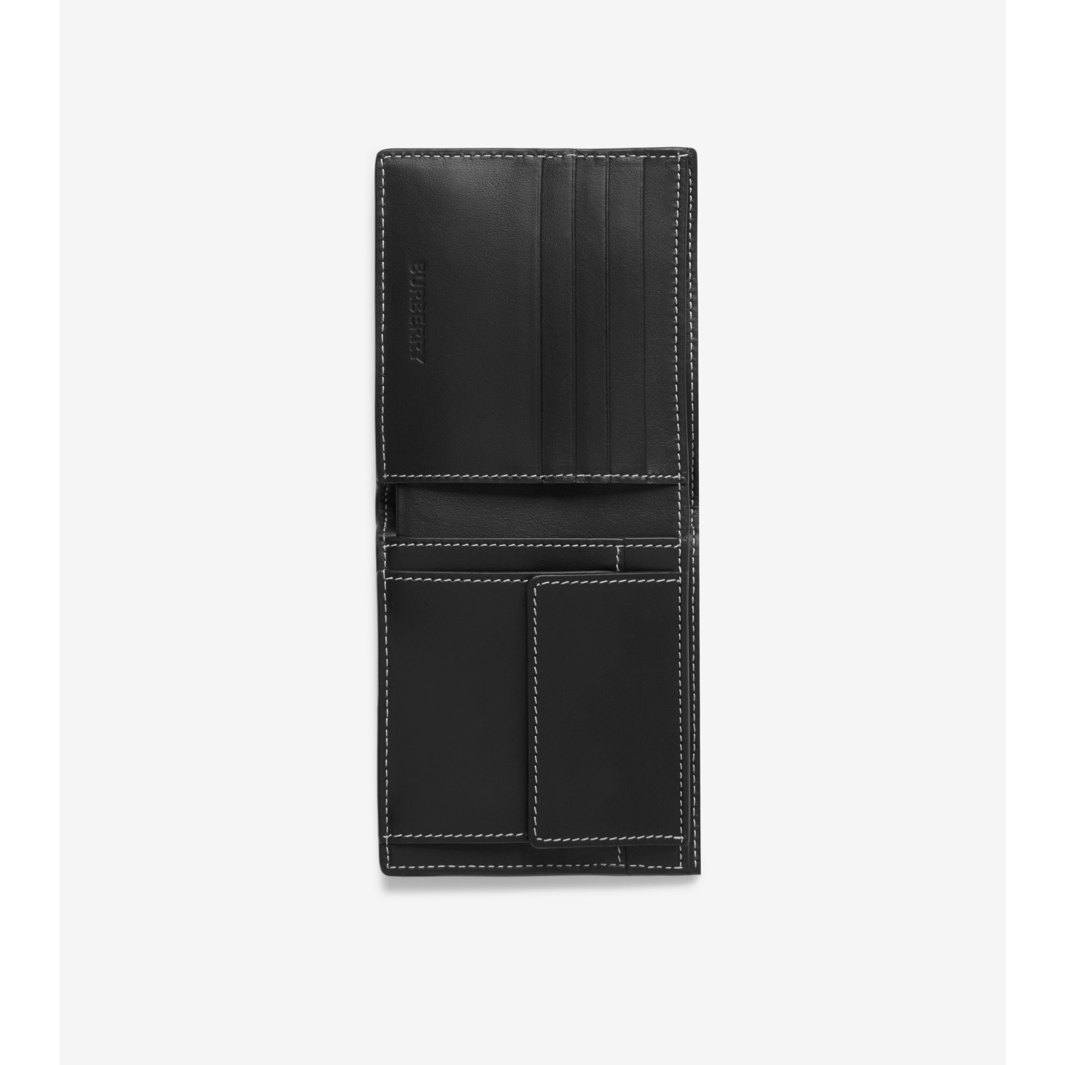 Check Bifold Coin Wallet in Navy - Men