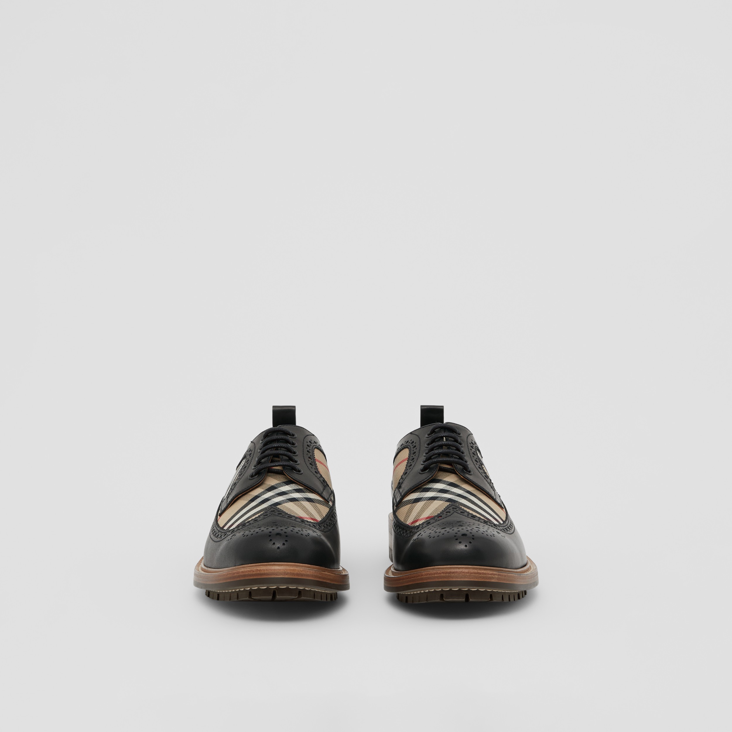 Derby-Schuhe aus Leder mit Vintage Check-Panel (Schwarz) - Herren | Burberry® - 4