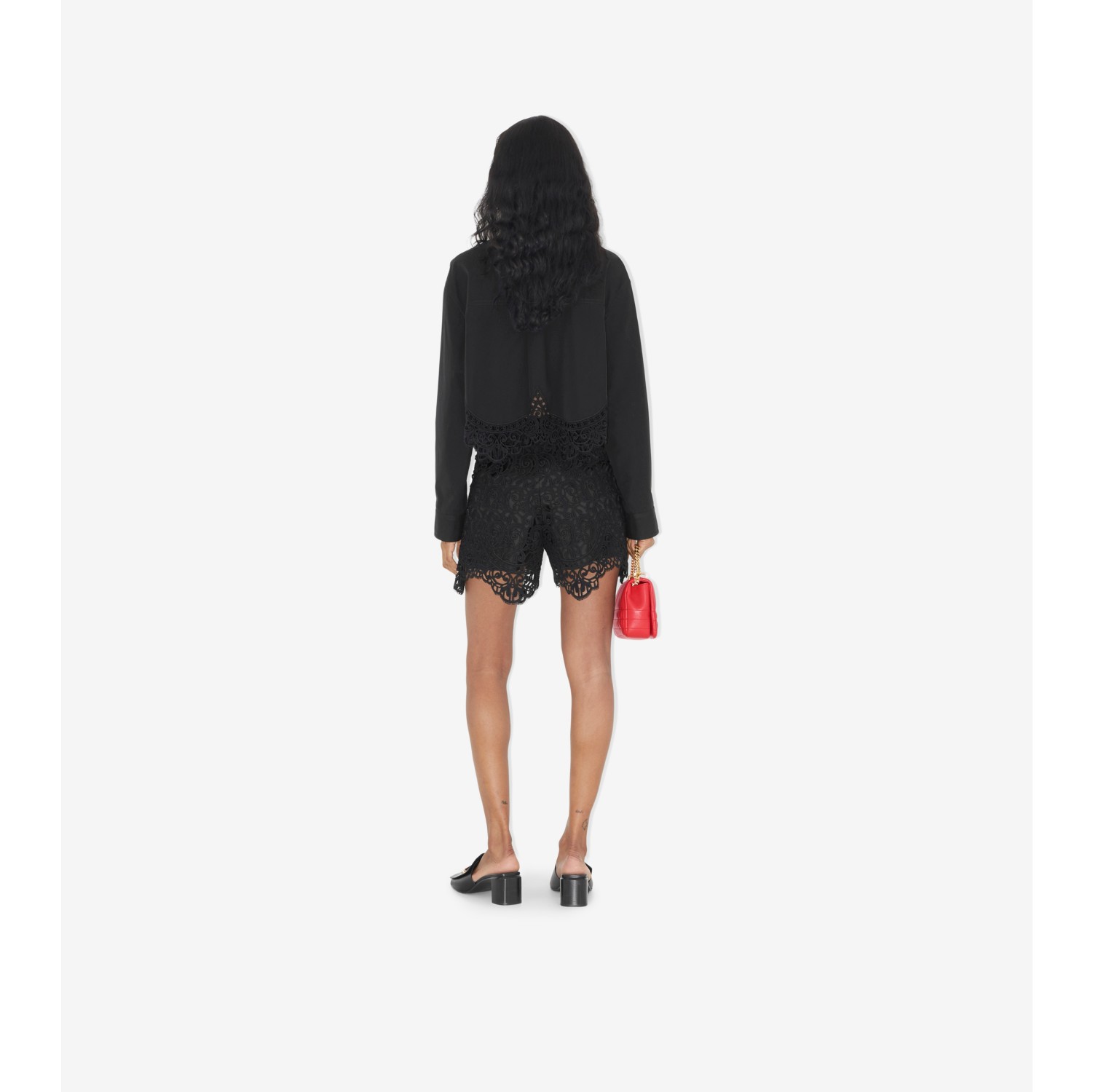 Macramé Lace Shorts in Black - Women | Burberry® Official