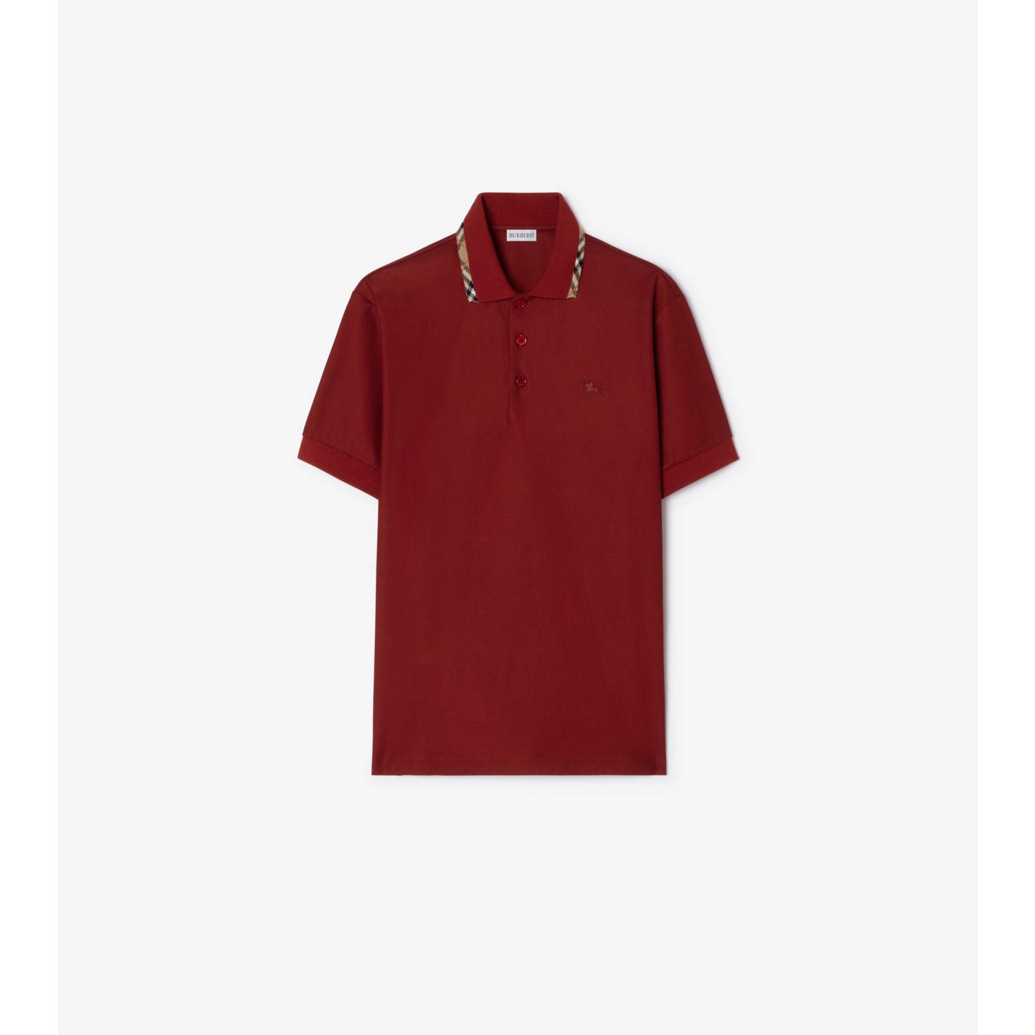 Check Trim Cotton Polo Shirt
