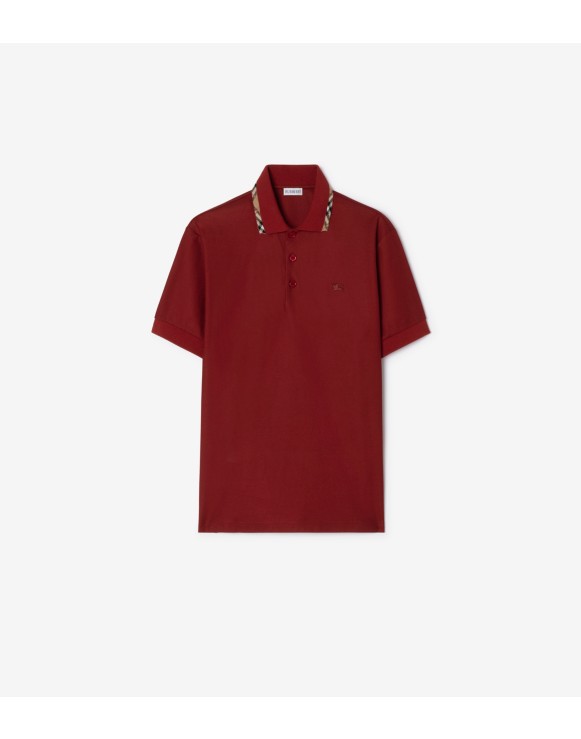 Check Trim Cotton Polo Shirt