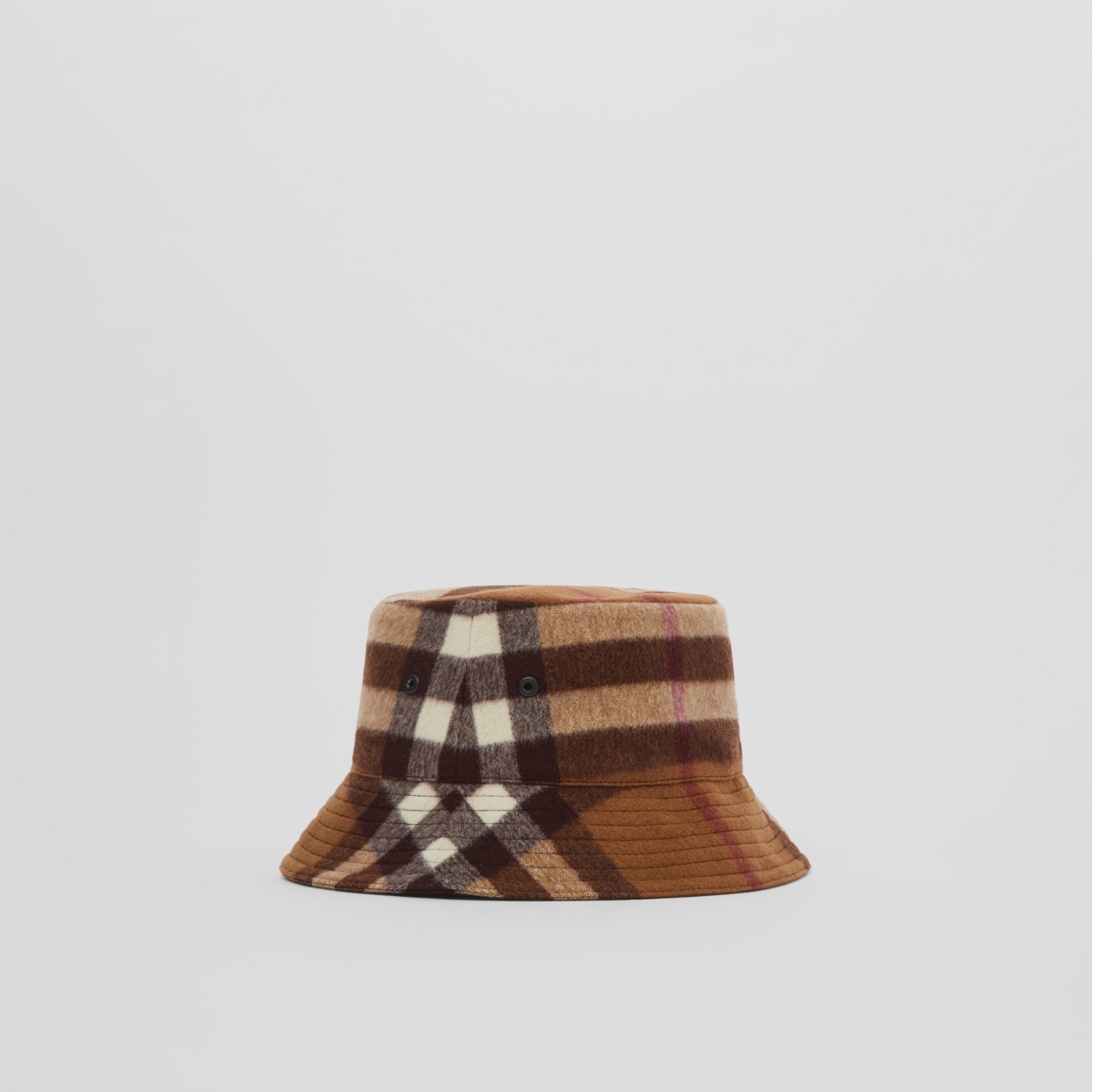 Exaggerated Check Wool Bucket Hat in Birch brown - Men | Burberry® Official
