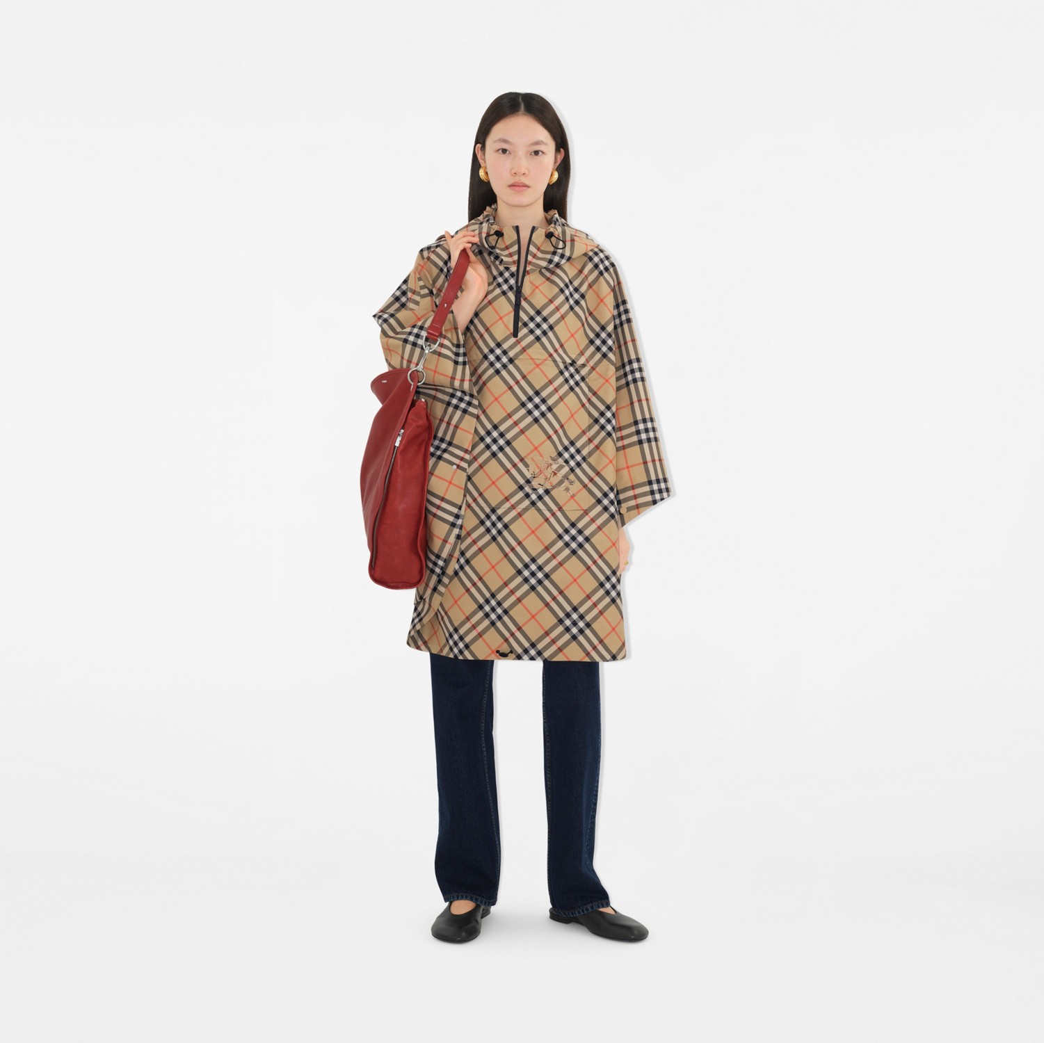 Packaway Check Twill Cape in Sand | Burberry® Official Packaway Check Twill Cape in Sand | Burberry® Official