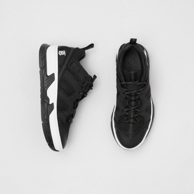 Mesh and Nubuck Union Sneakers in Black 