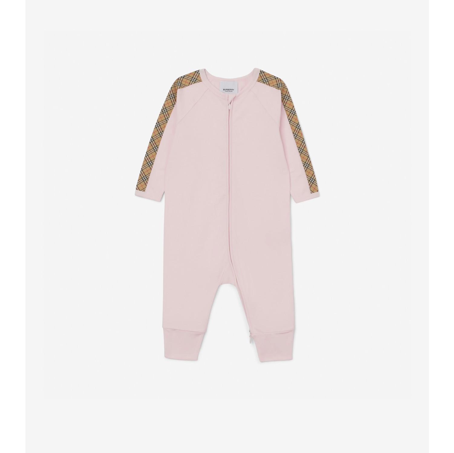 Check Trim Cotton Three-piece Baby Gift Set in Alabaster pink ...