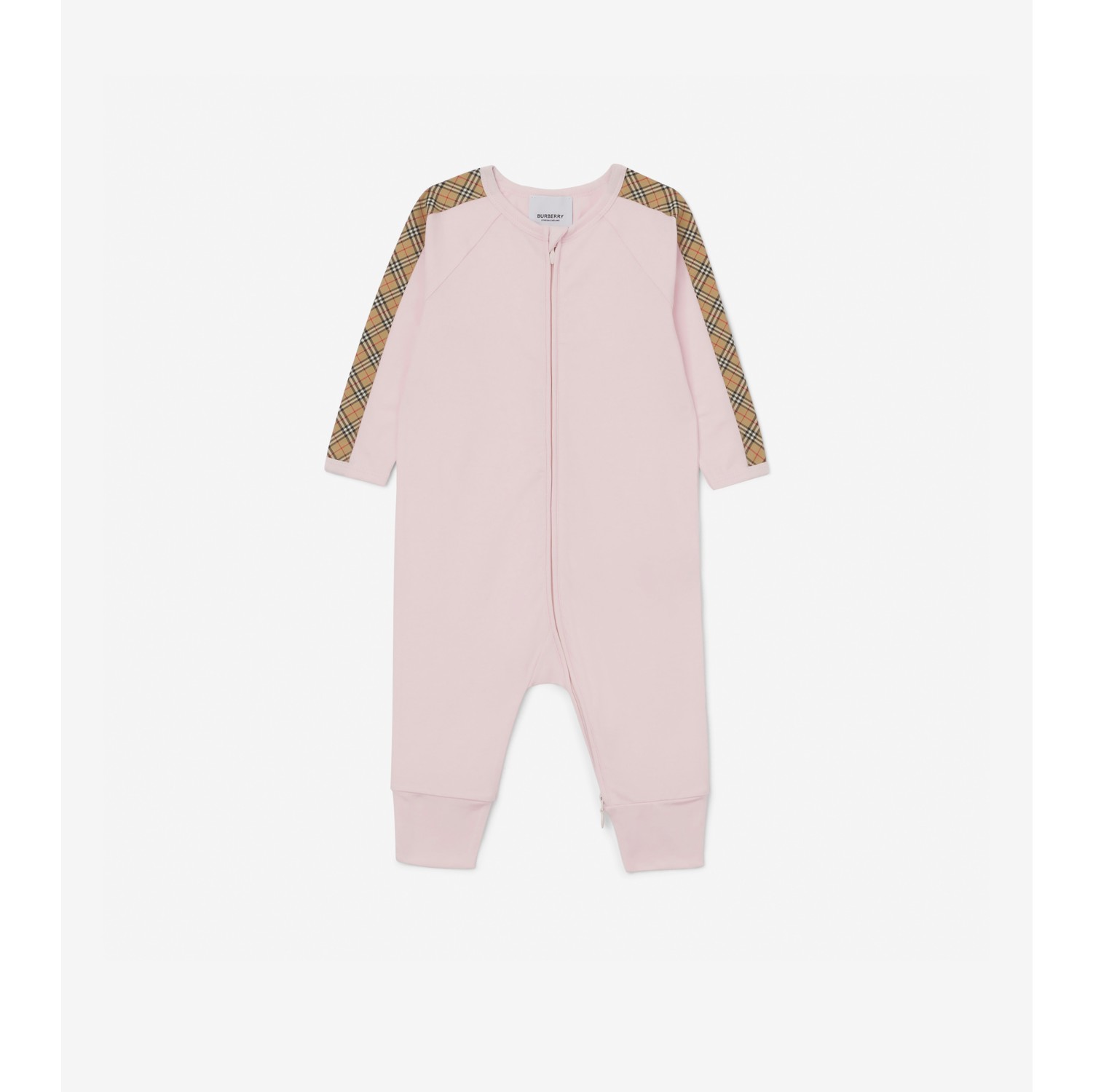 Check Trim Cotton Three-piece Baby Gift Set in Alabaster Pink - Children |  Burberry® Official