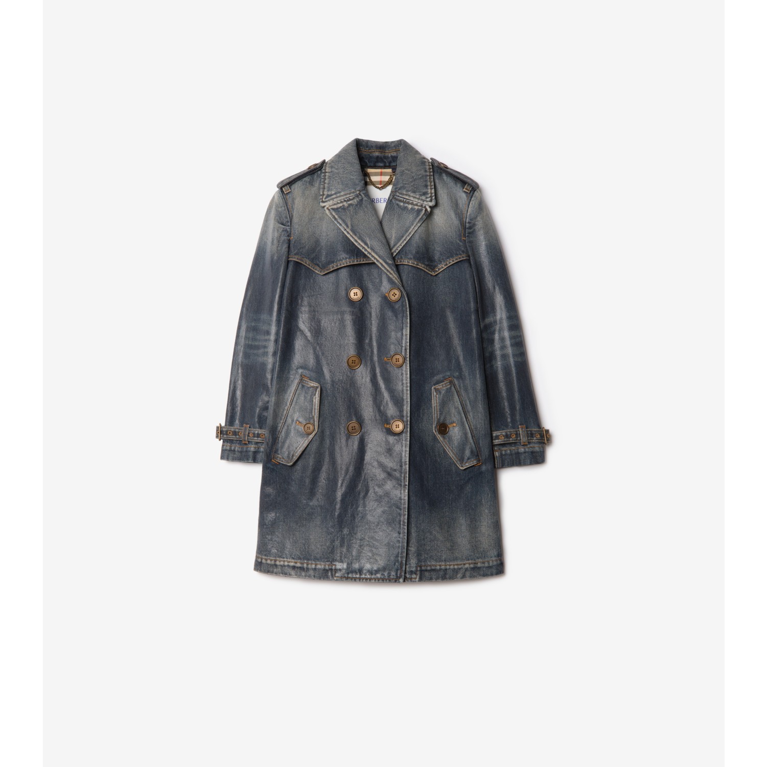 Trench coat corto en tejido vaquero