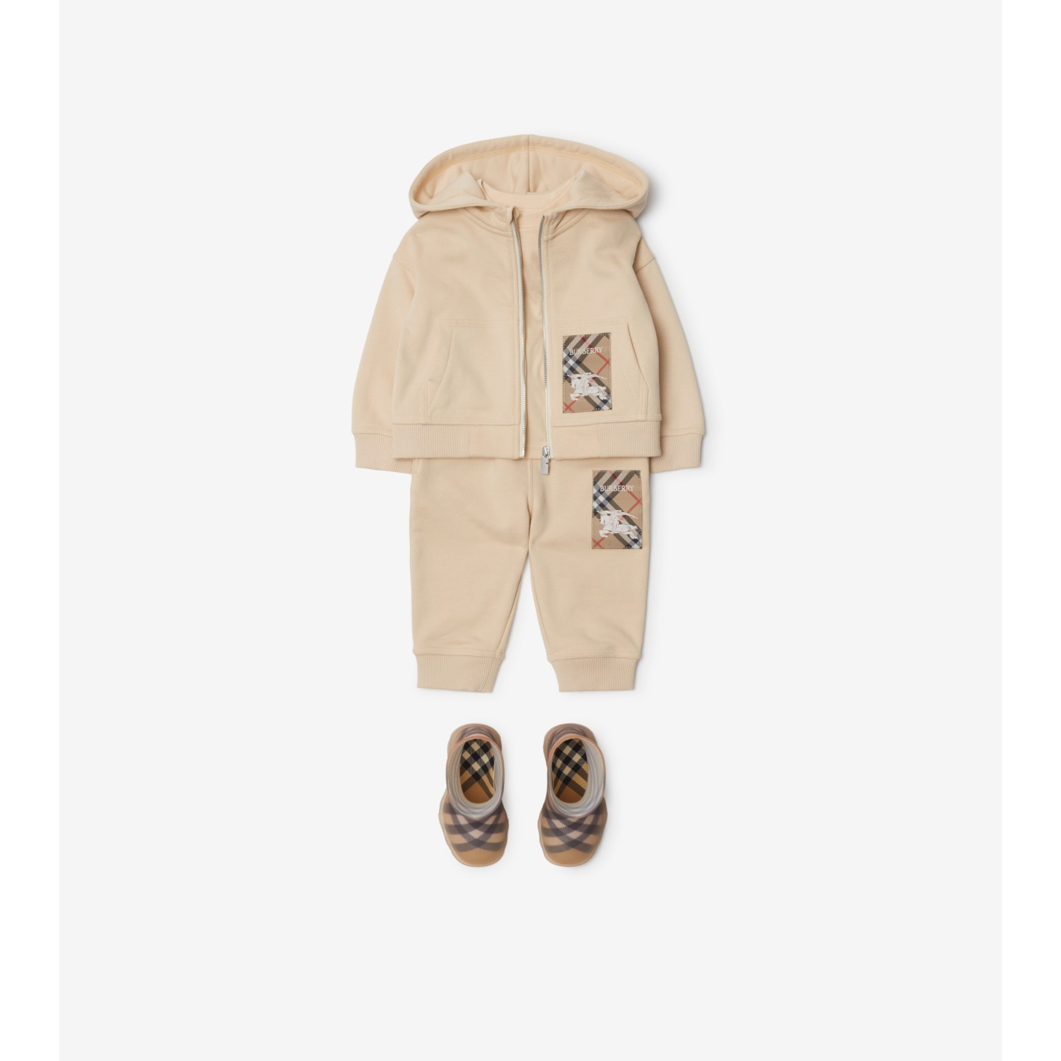 Hoodie zippé en coton avec étiquette Check