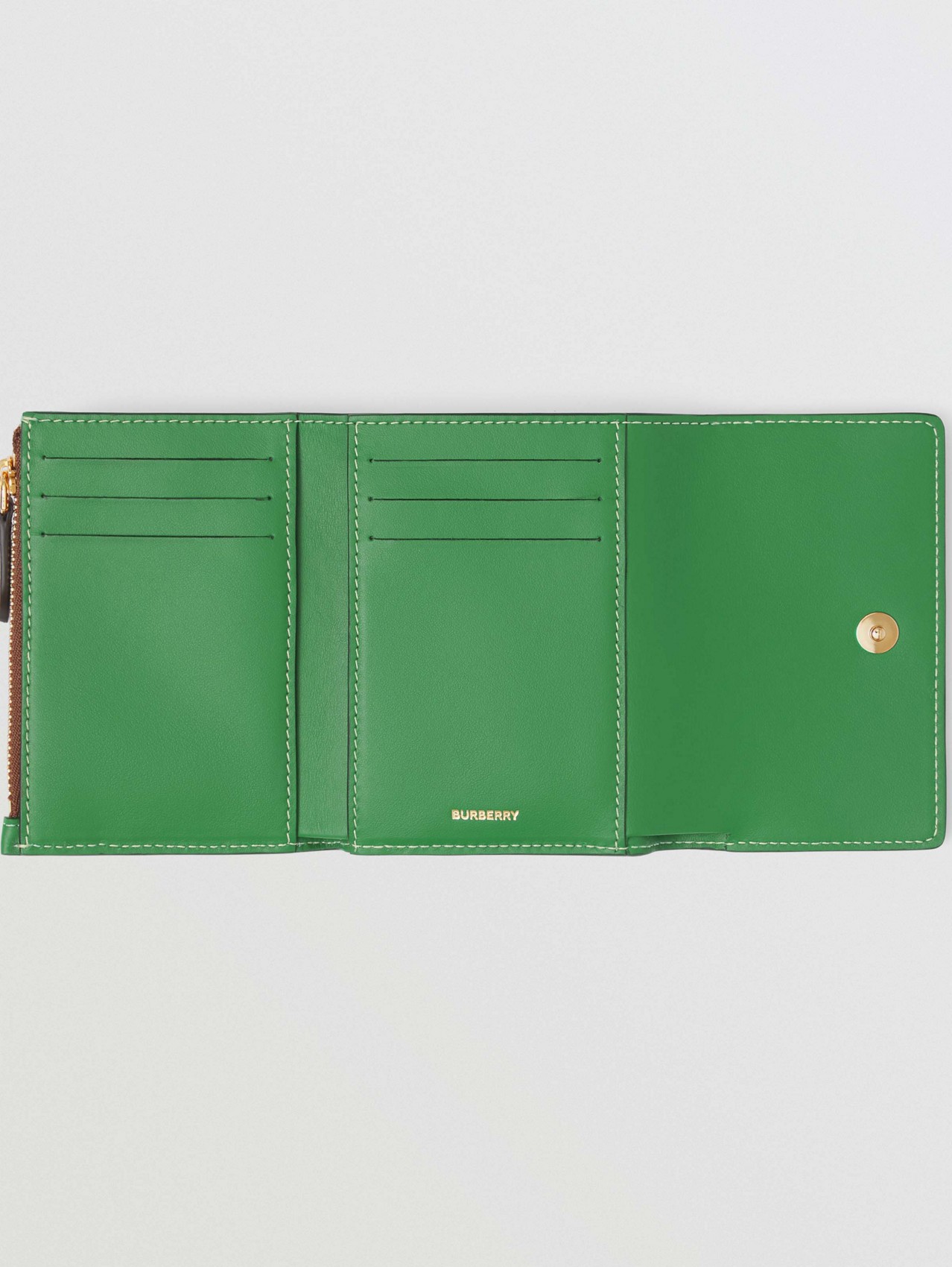 Бумажник в клетку, компактный размер in Винтажный Бежевый/зеленый Плющ