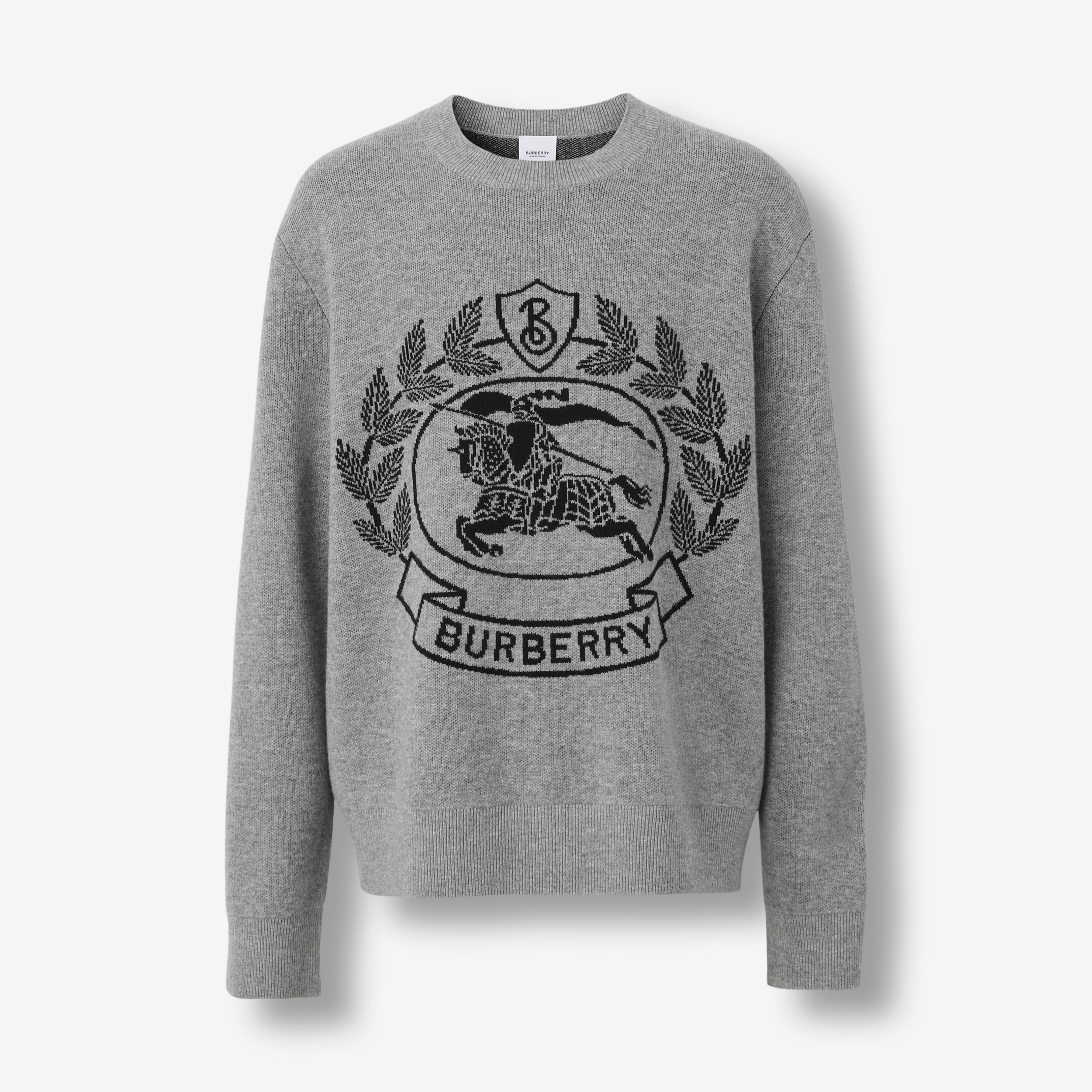 EKD Wool Jacquard Oversized Sweater in Dark Thunder Grey - Men | Burberry® Official - 1