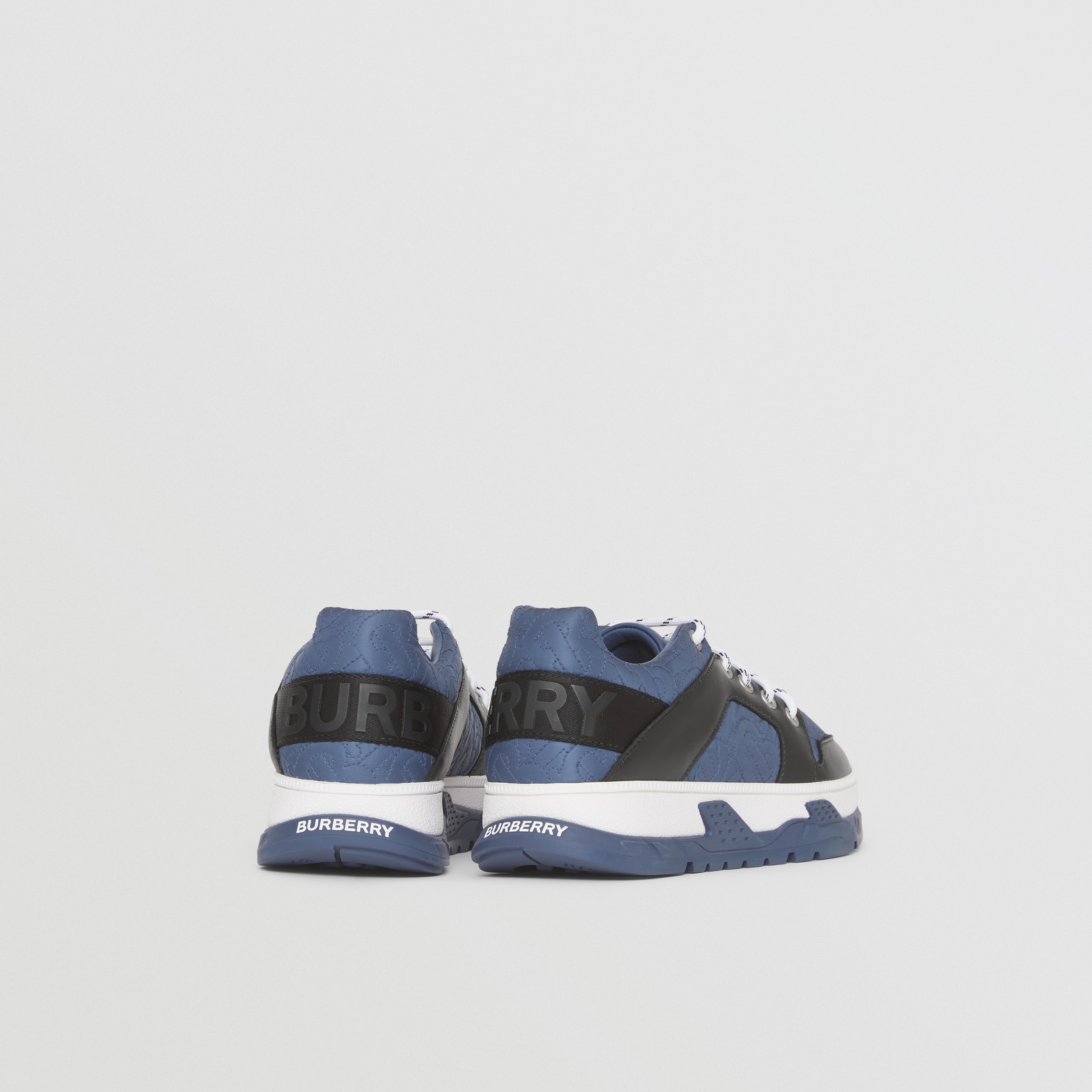 Monogram Quilted and Leather Sneakers in Pebble Blue - Children | Burberry® Official - 3