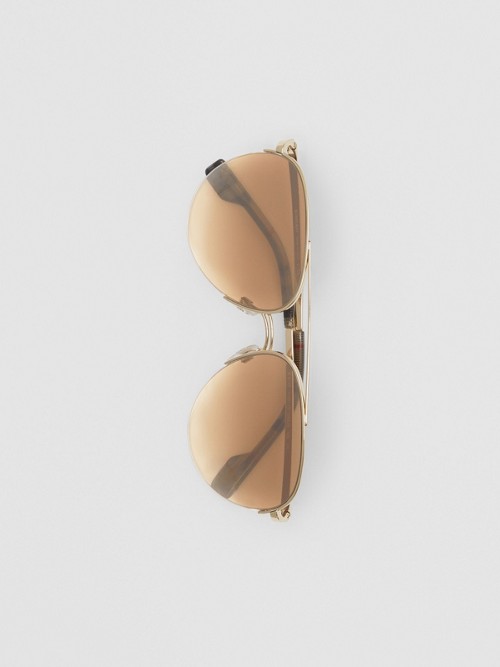 Burberry Top Bar Aviator-style Sunglasses In Light Brown
