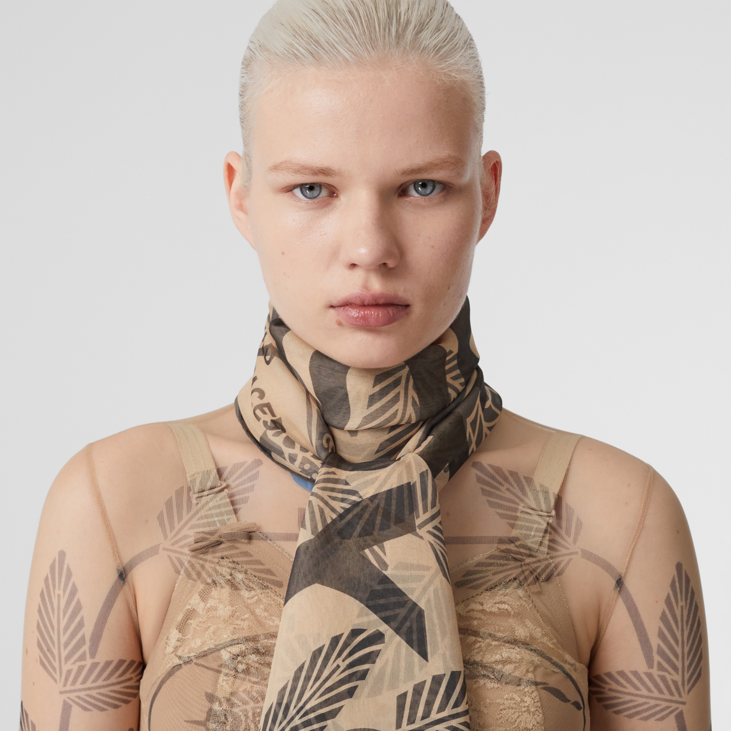 EKD Print Silk Chiffon Scarf in Multicolour | Burberry® Official - 3