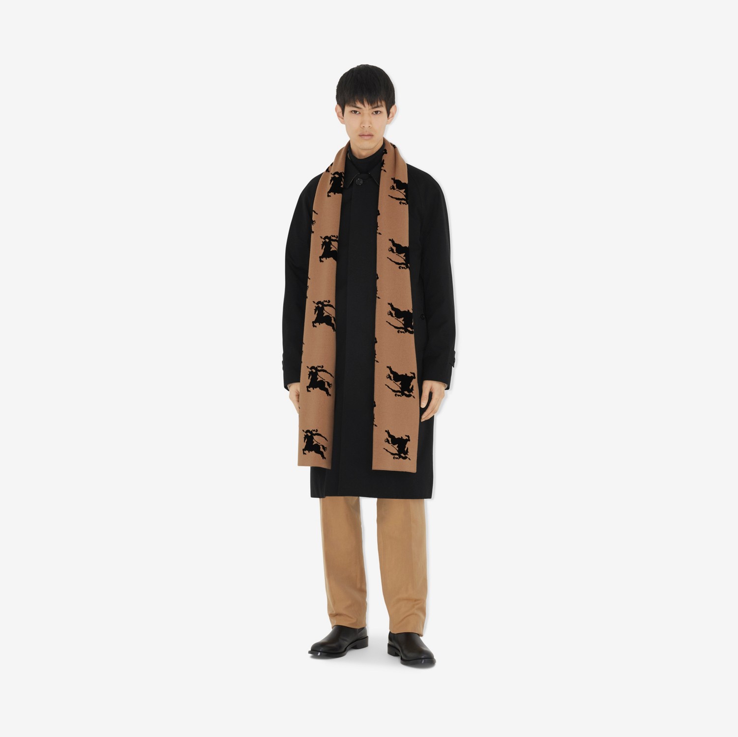 EKD Intarsia Cashmere Scarf in Camel | Burberry® Official