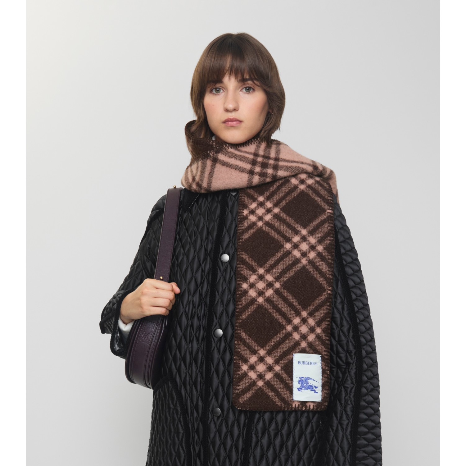 Narrow Check Wool Scarf