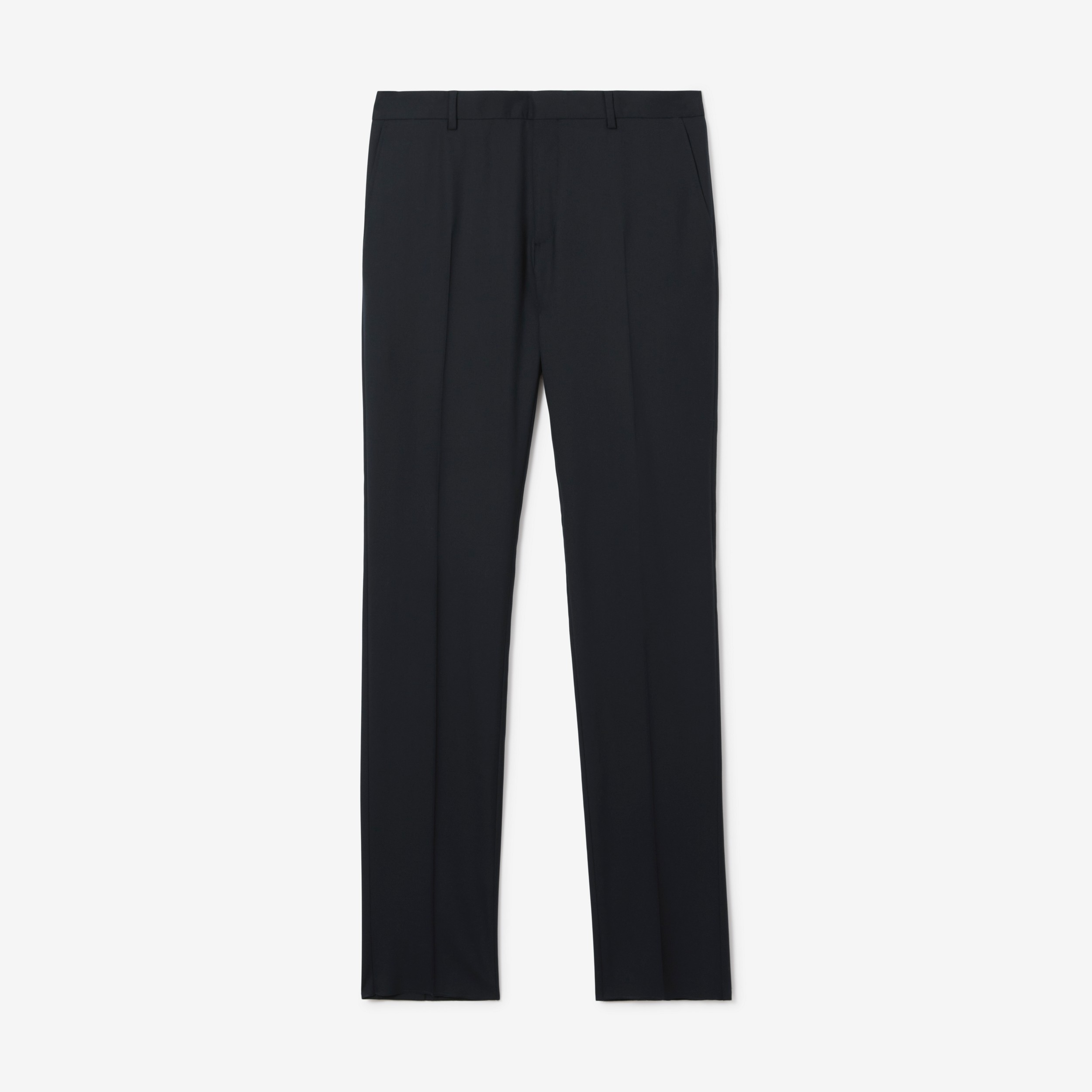 Slim Fit Wool Tailored Trousers in Dark Navy - Men | Burberry® Official - 1