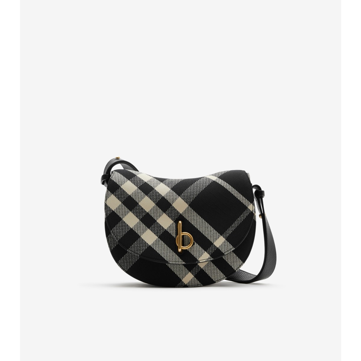 Burberry Rocking Horse Medium Check Crossbody Bag In Black