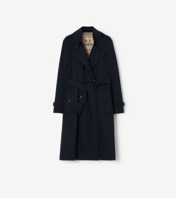 Long Chelsea Heritage Trench Coat in Coal blue - Women, Cotton ...