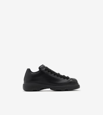 calf leather trainers with thick rubber sole