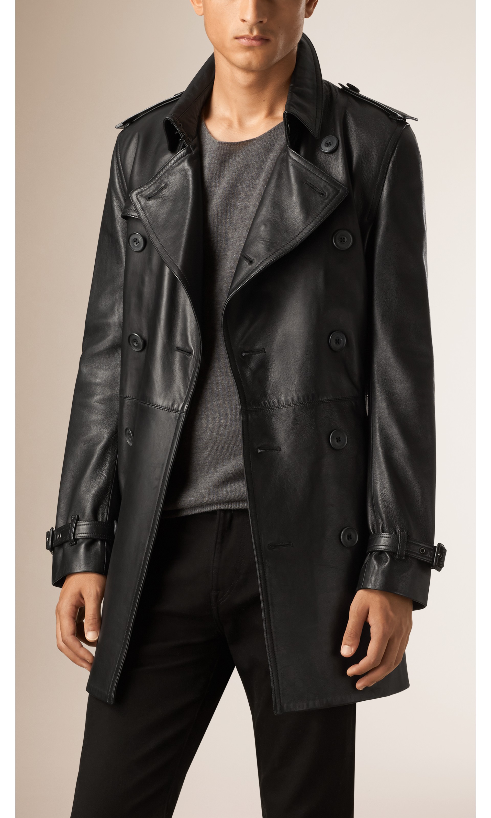 Nappa Leather Trench Coat in Black - Men | Burberry United Kingdom