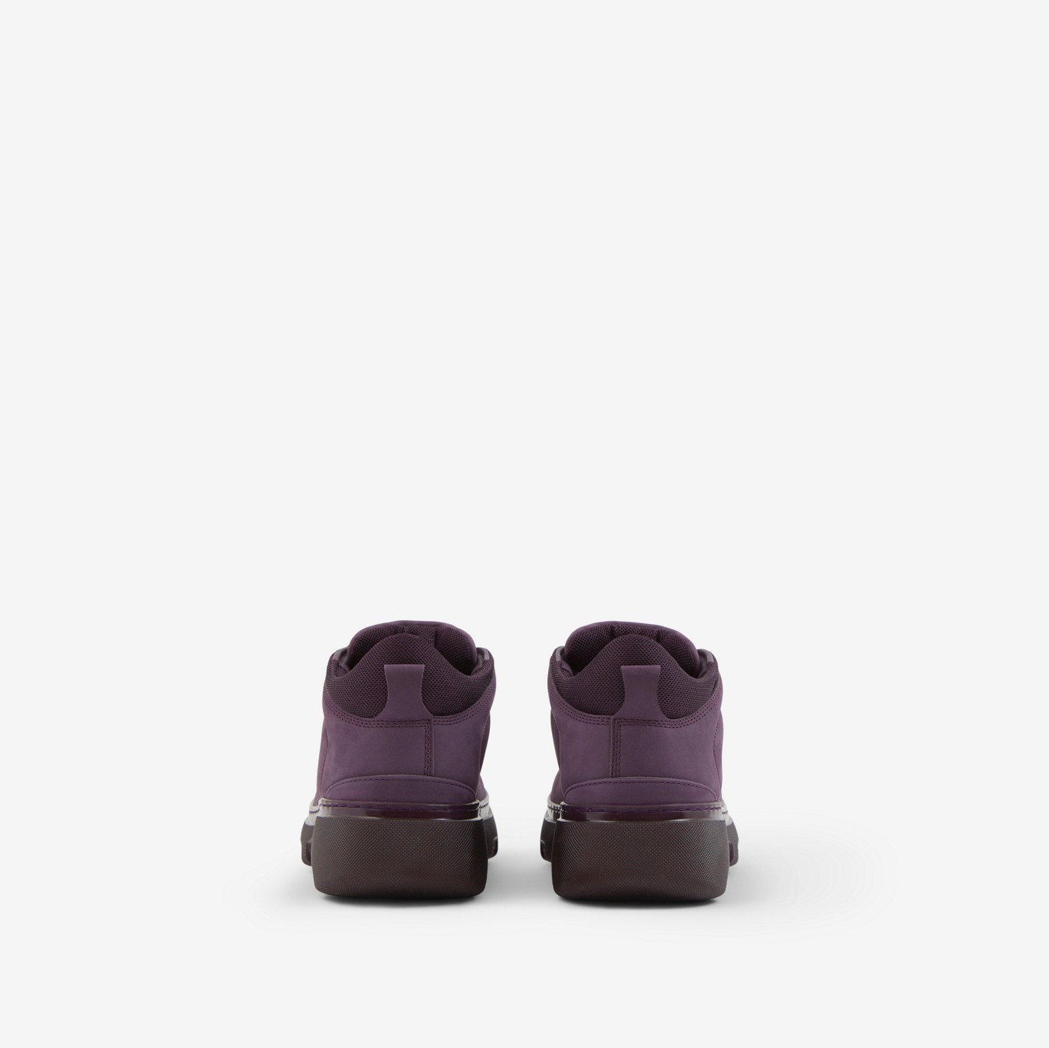 磨绒皮革登山靴 (紫红色) - 男士 | Burberry® 博柏利官网