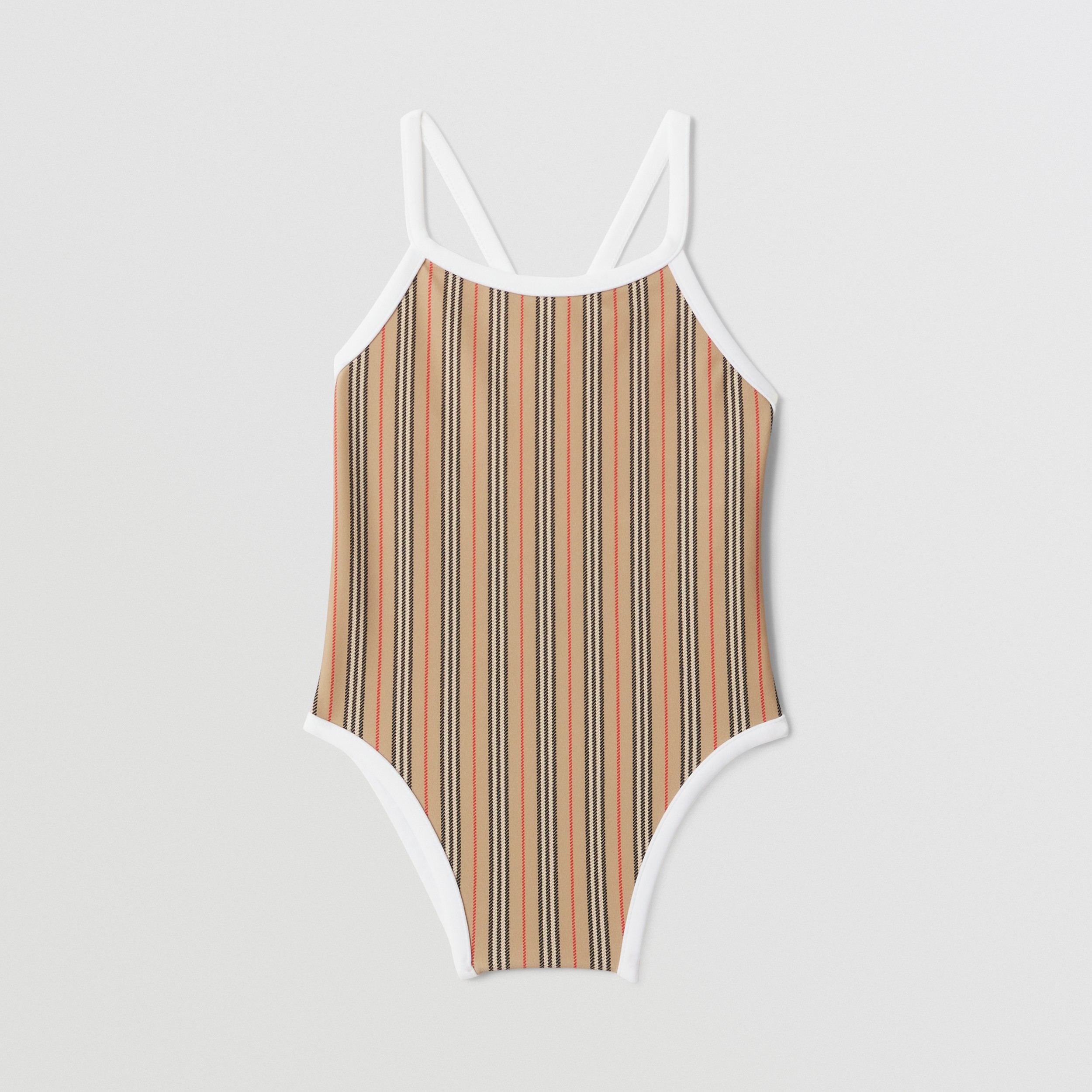 Icon Stripe Nylon Swimsuit in Archive Beige - Children | Burberry® Official - 1