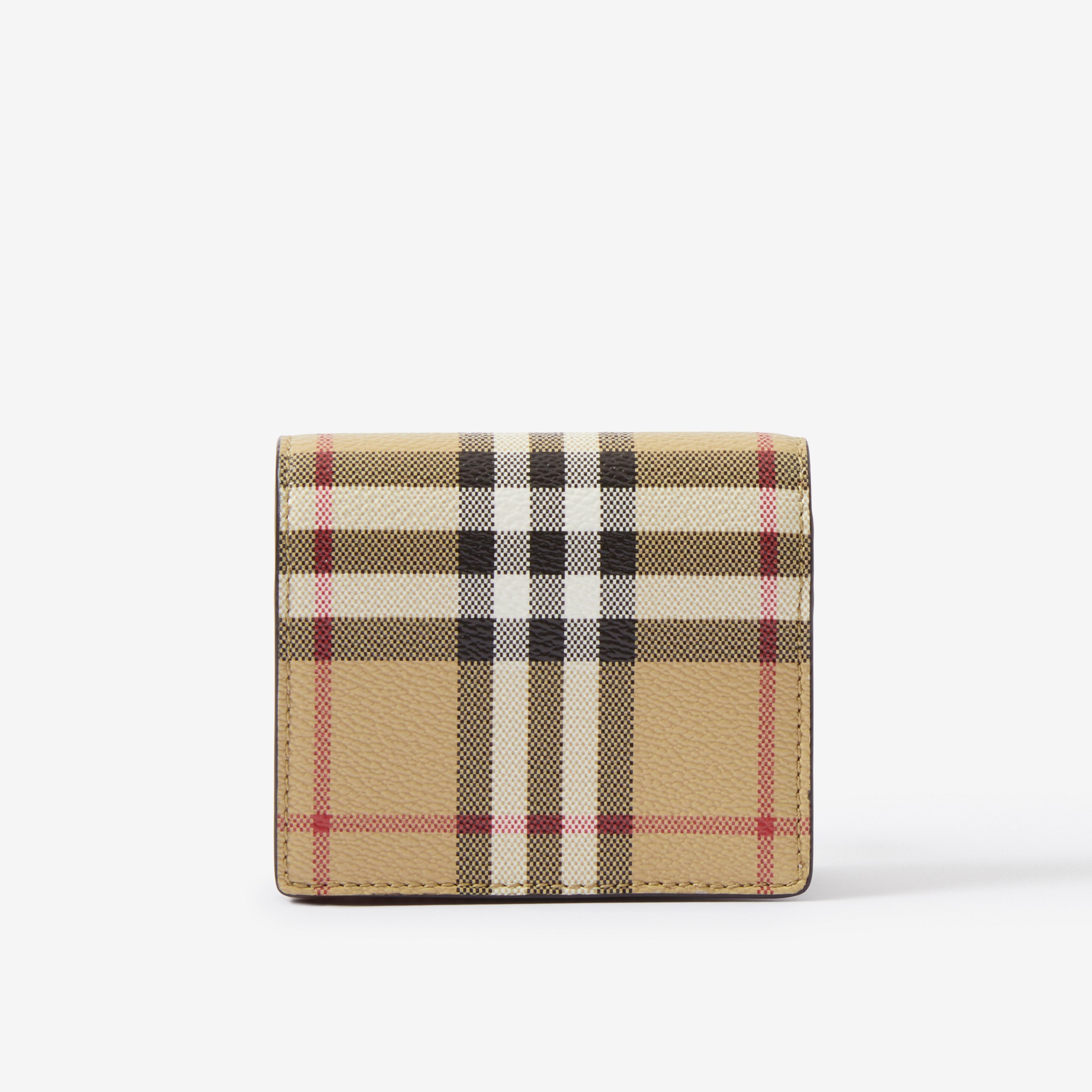Check and Leather Small Folding Wallet in Archive Beige - Women | Burberry® Official - 2