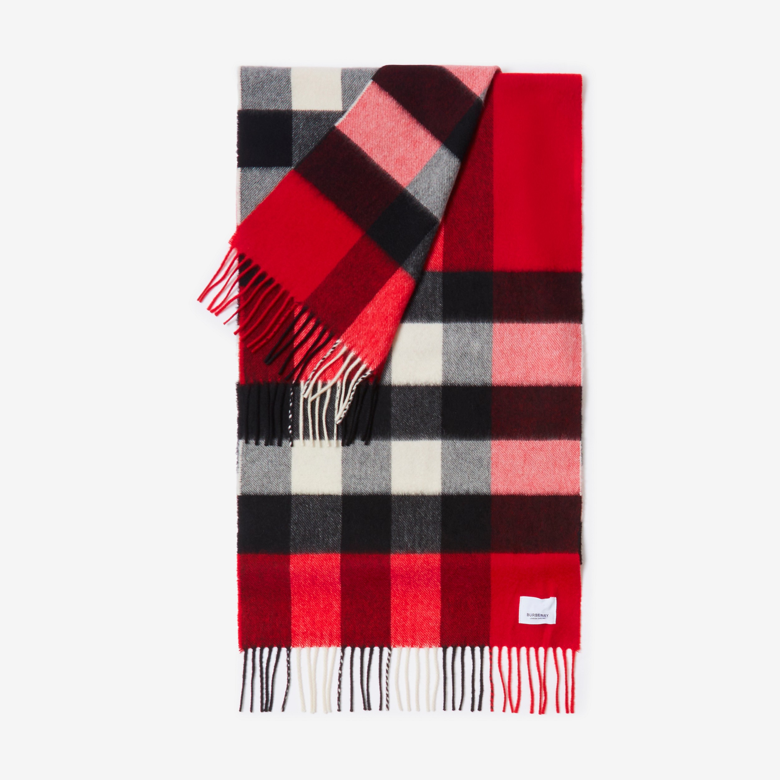 Check Cashmere Scarf in Red | Burberry® Official - 3