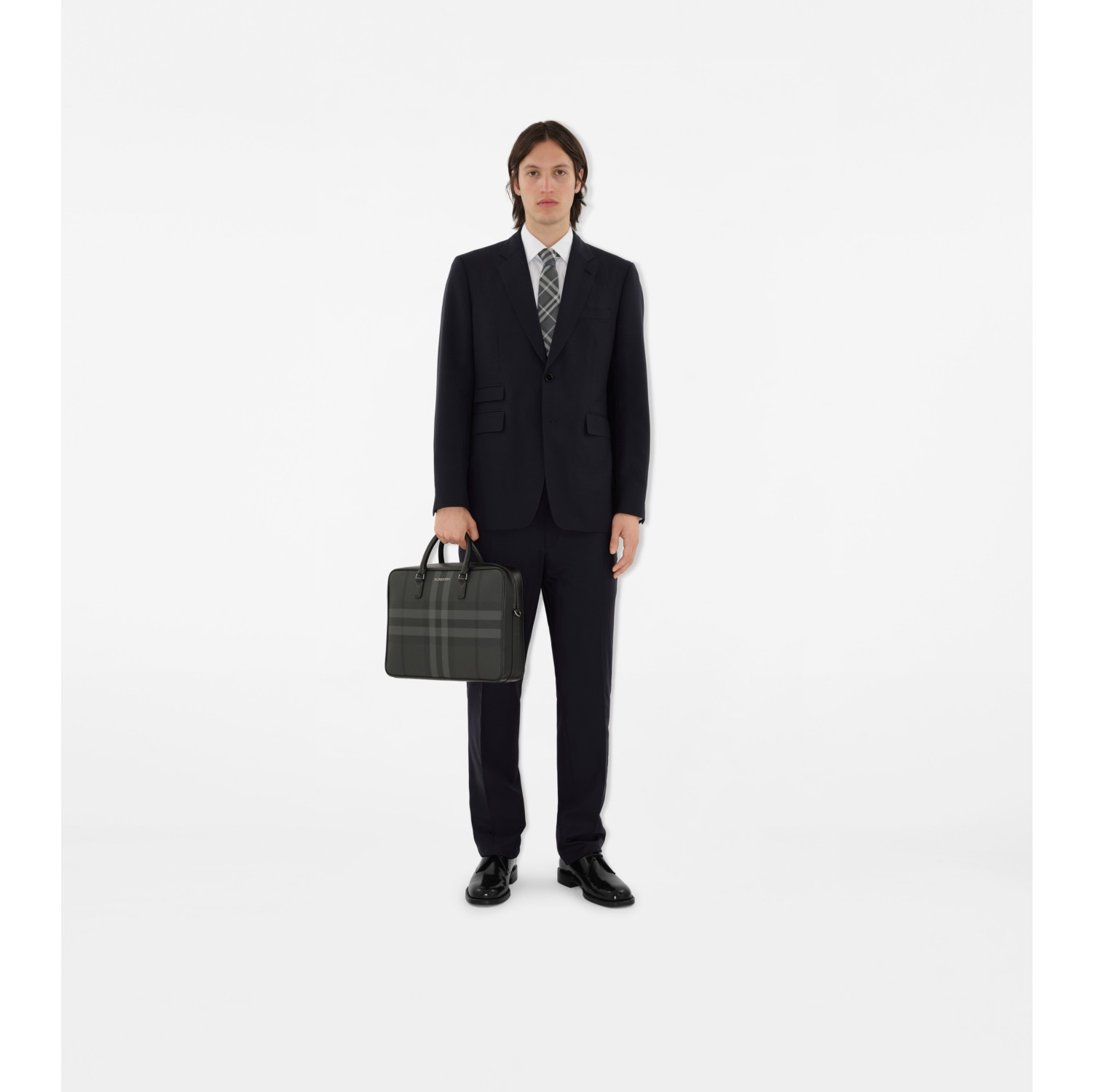 Ainsworth Briefcase in Charcoal Men Canvas Burberry Official