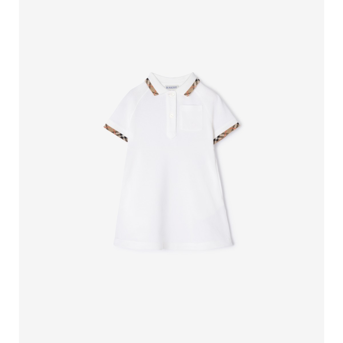  Check Trim Cotton Polo Shirt Dress