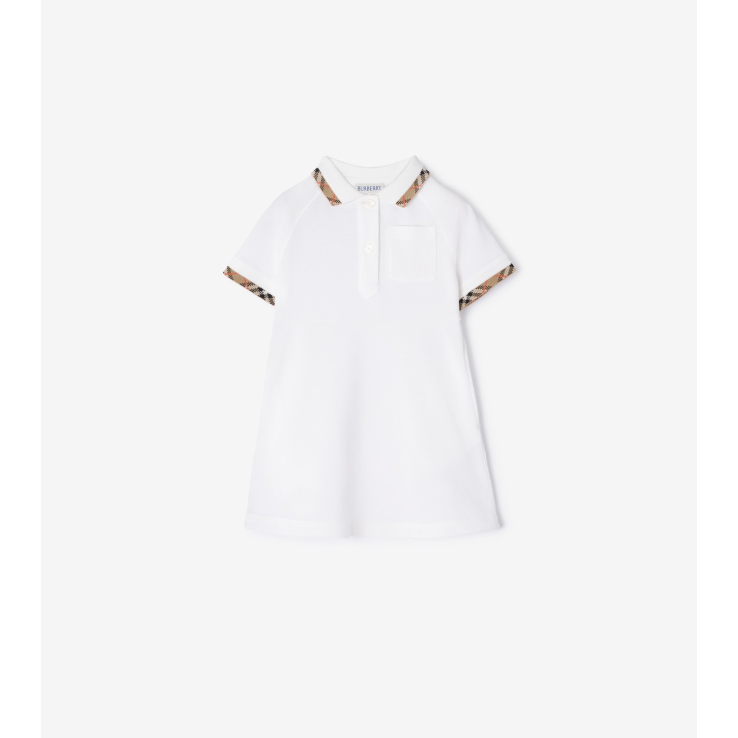 Check Trim Cotton Polo Shirt Dress