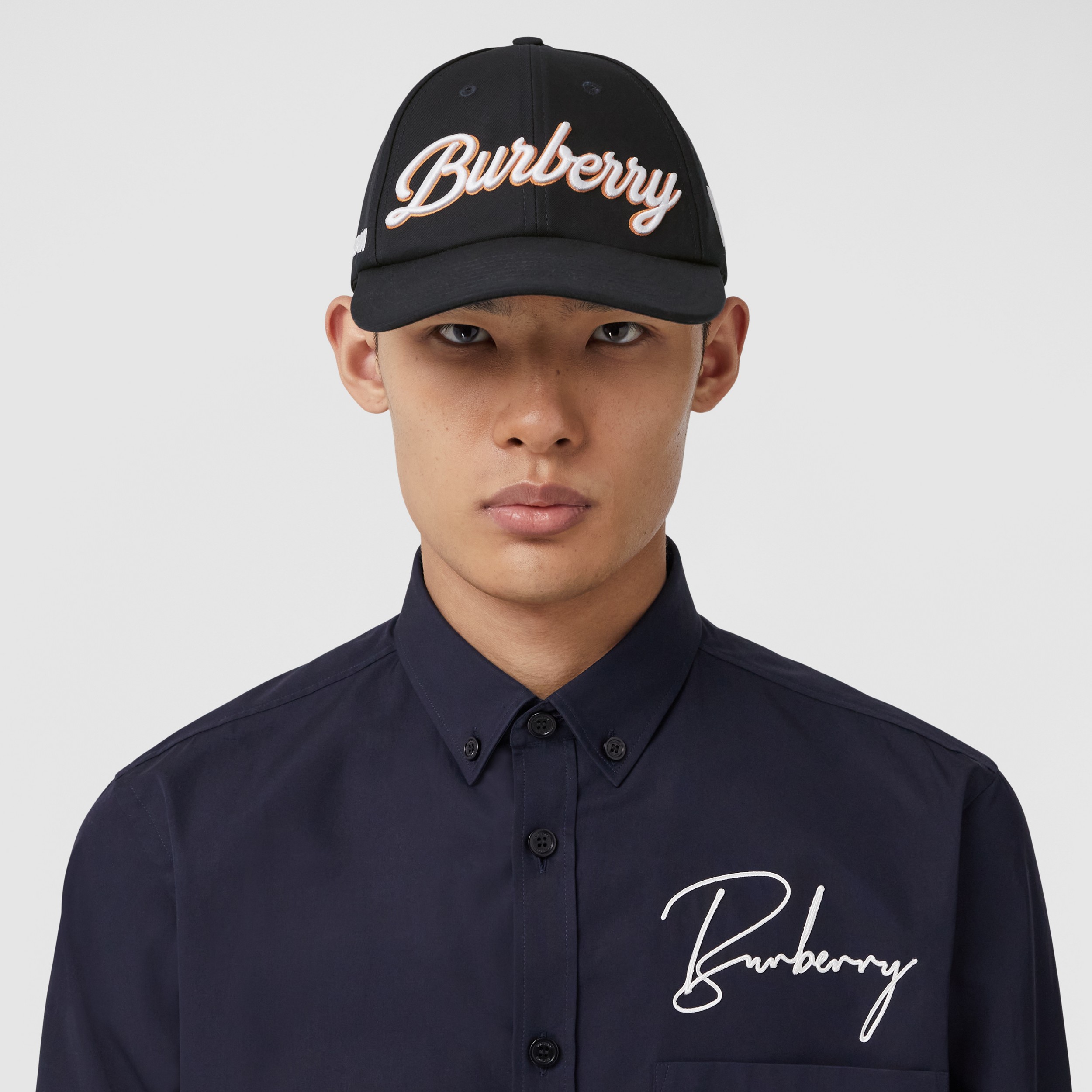 Embroidered Montage Cotton Gabardine Baseball Cap in Navy | Burberry® Official - 3