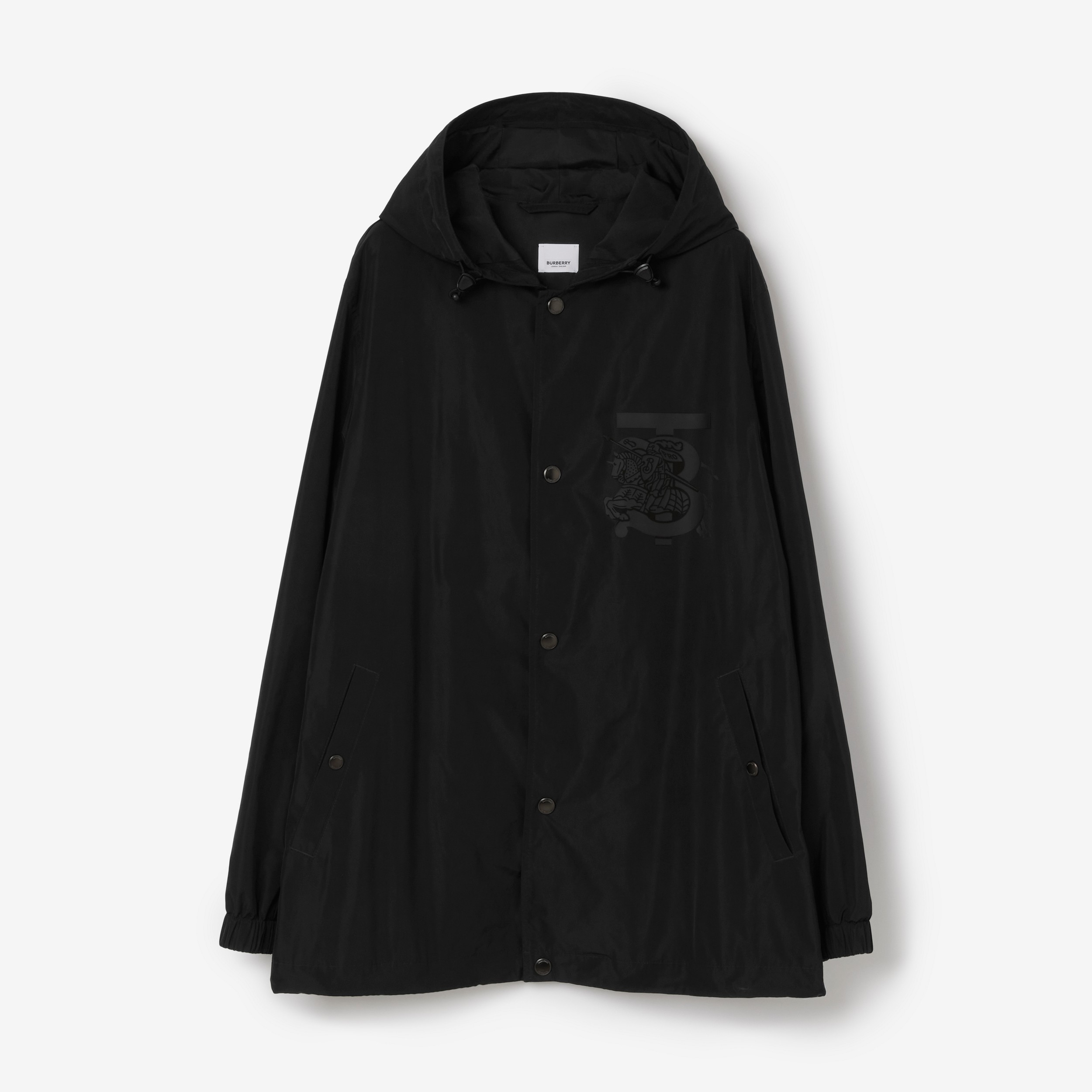 Monogram EKD Shape-memory Taffeta Hooded Jacket in Black - Men | Burberry® Official - 1