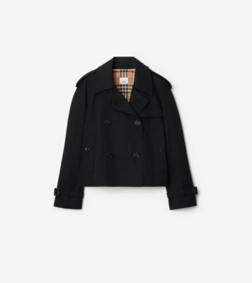 BURBERRY ブラック ダブルブレストジャケット　36サイズ Cropped Gabardine Mayfair Trench Jacket in Black - Women