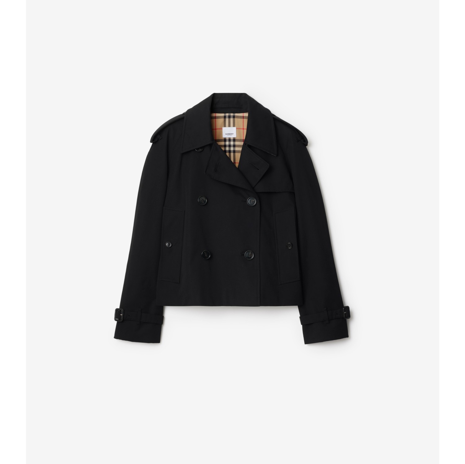 Chaqueta Mayfair cropped estilo trench coat en gabardina