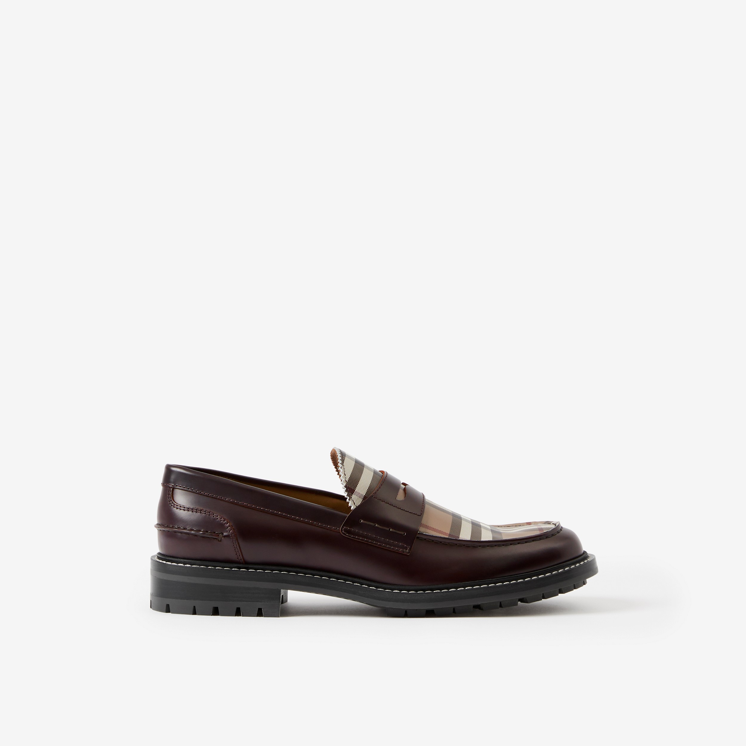 Loafer aus Leder mit Vintage Check-Panel (Kastanienbraun Meliert) - Herren | Burberry® - 1