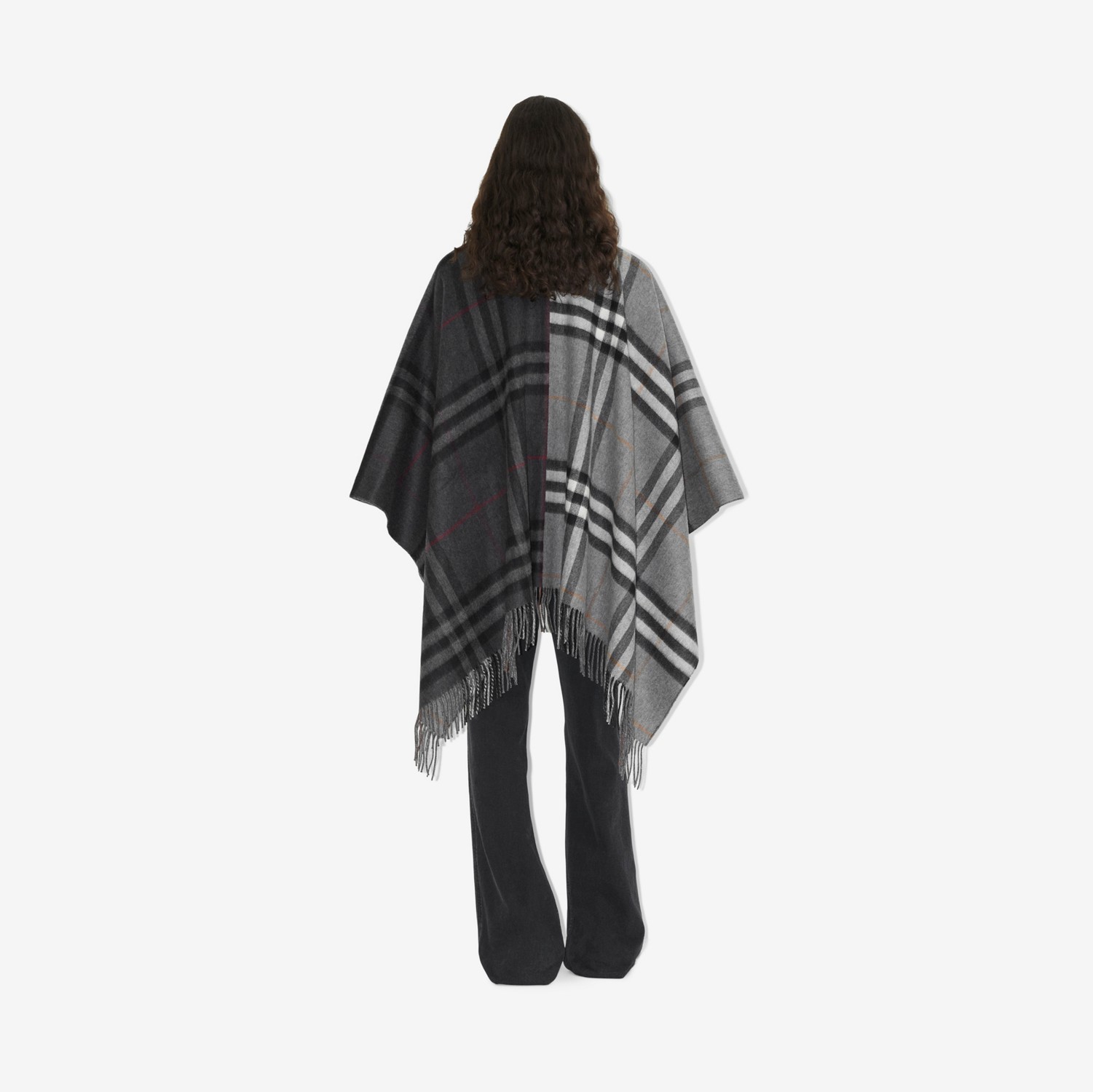 Capa de lã e cashmere com xadrez contrastante em jacquard (Cinza/grafite) | Burberry® oficial