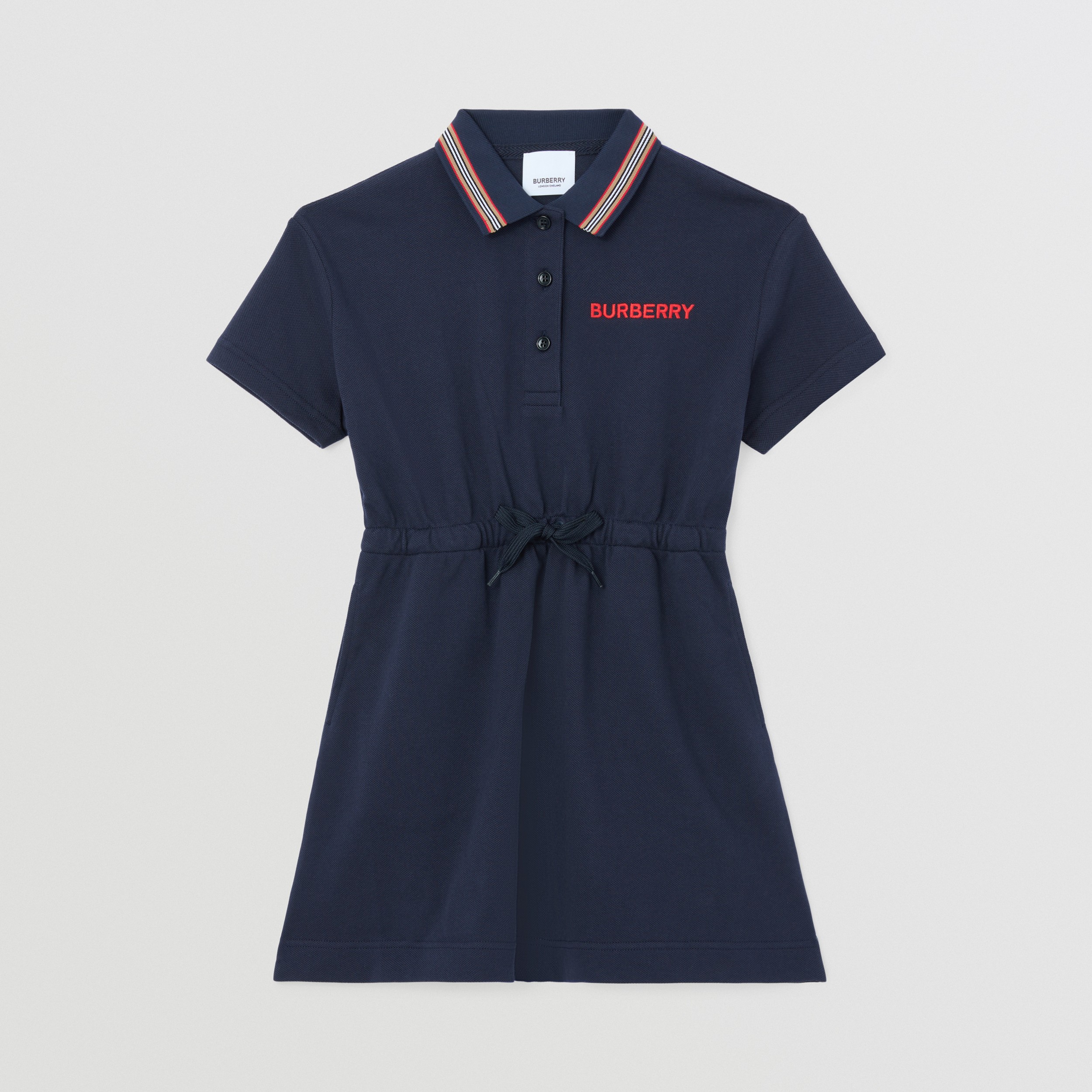 Poloshirtkleid aus Baumwollpiqué mit Streifendetail (Mitternachtsblau) | Burberry® - 1