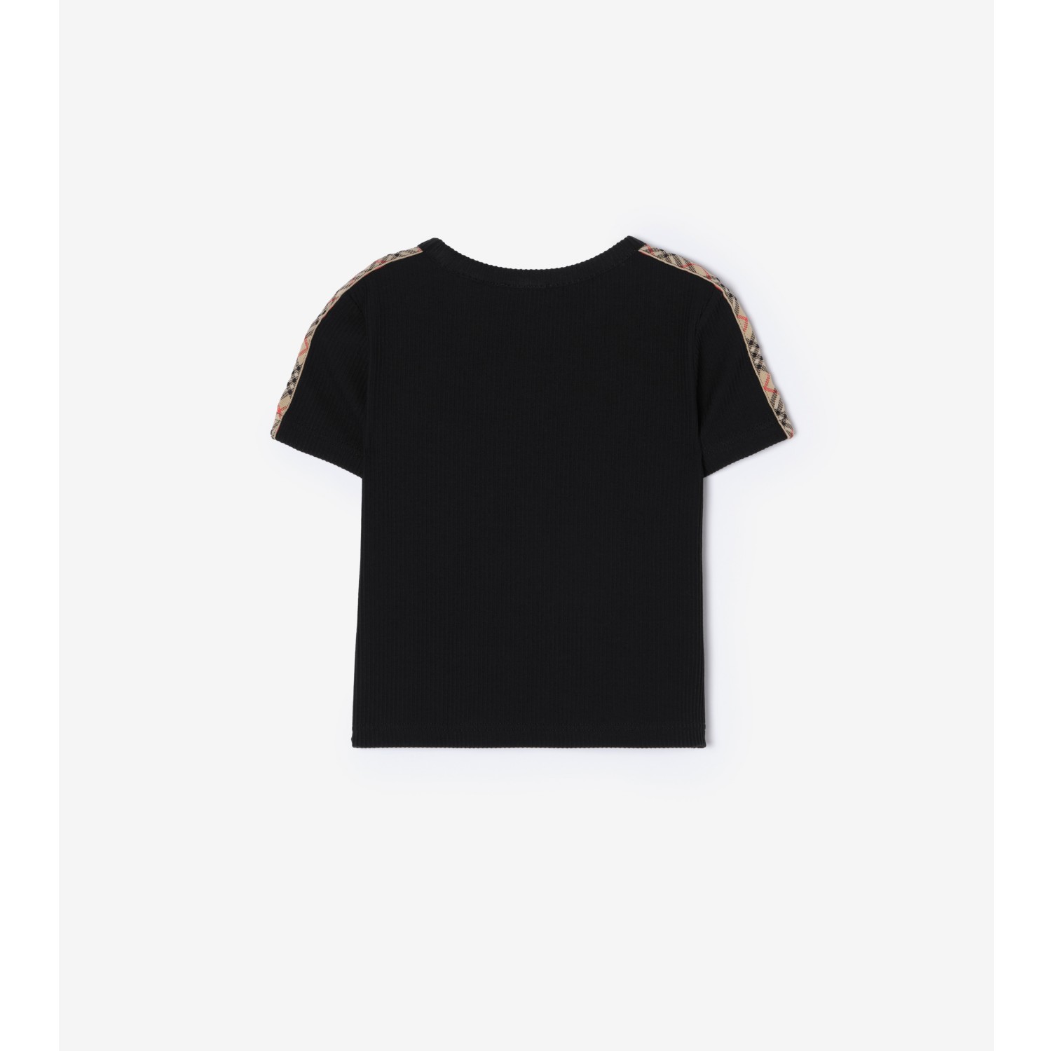 Check Trim Stretch Cotton T-shirt