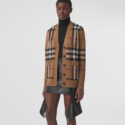 burberry check cardigan