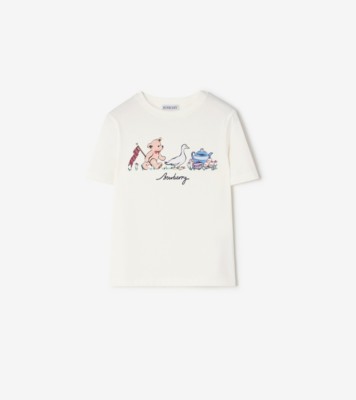 BURBERRY バーバリー ホワイト トーマスベア Tシャツ パンツ4Y Thomas Bear and Friends Cotton T-shirt in Chalk white | Burberry